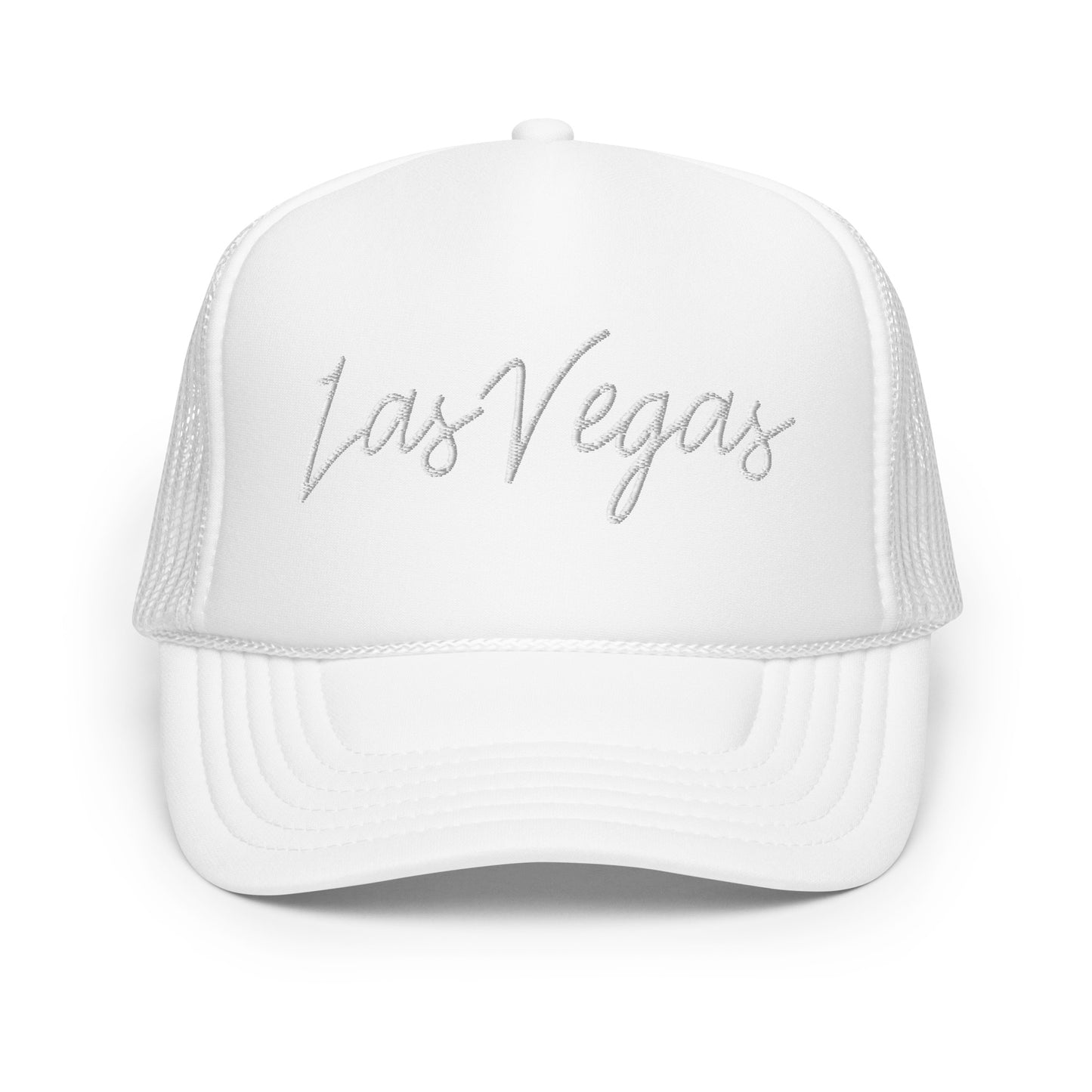 Las Vegas Retro Script Foam 5 Panel A-Frame Snapback Trucker Hat