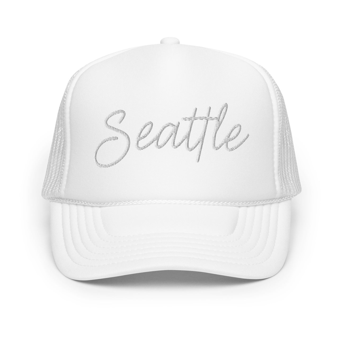 Seattle Retro Script Foam 5 Panel A-Frame Snapback Trucker Hat