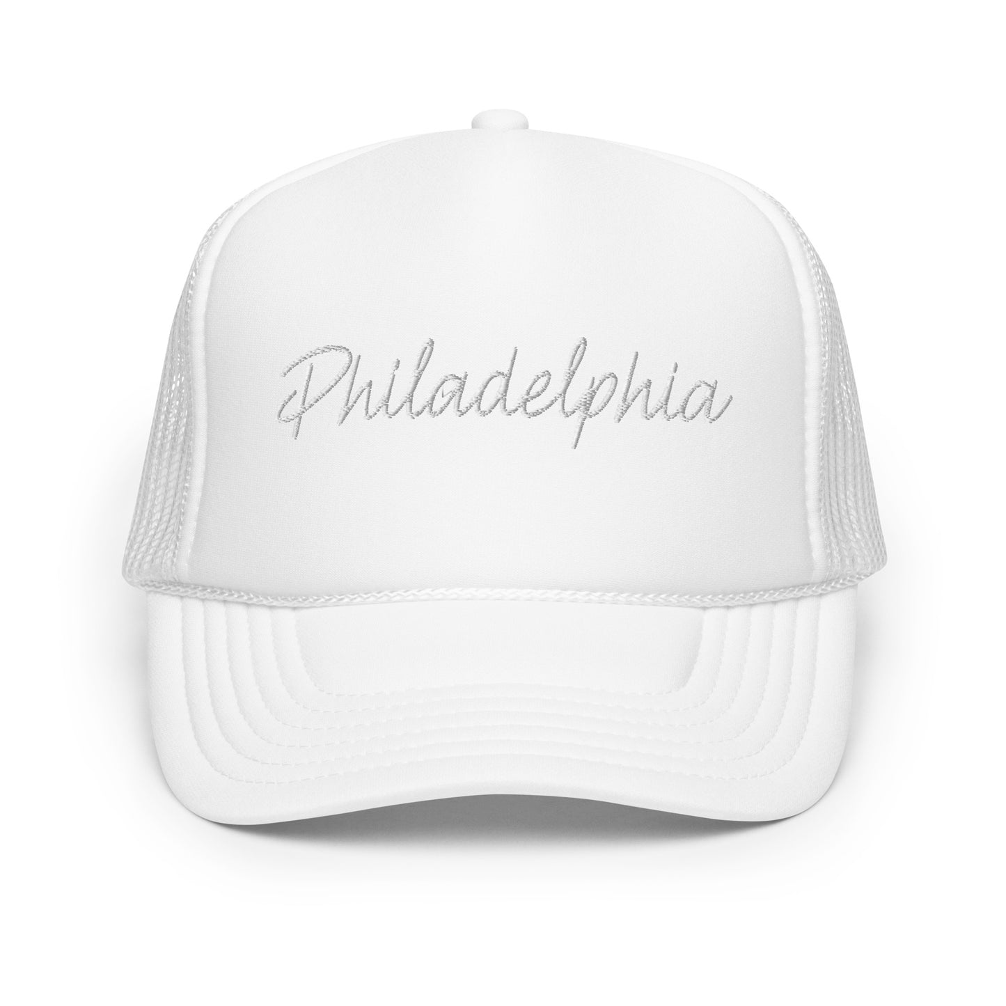 Philadelphia Retro Script Foam 5 Panel A-Frame Snapback Trucker Hat