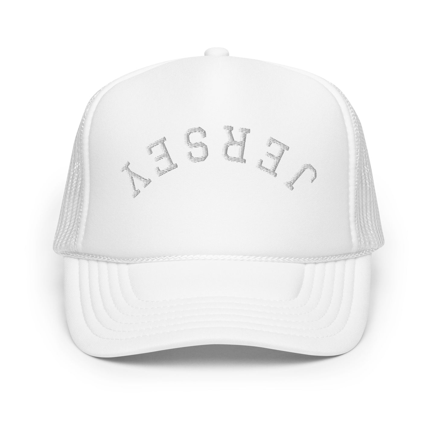 New Jersey "Jersey" Upside Down Arch Foam 5 Panel A-Frame Snapback Trucker Hat
