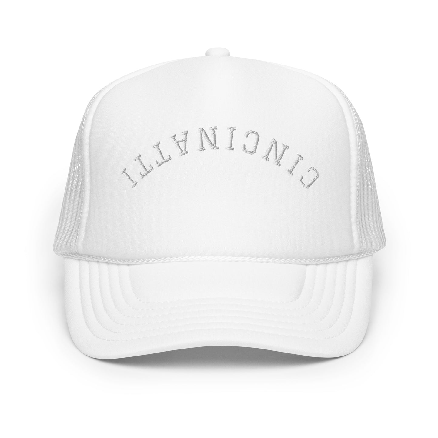Cincinnati Upside Down Arch Foam 5 Panel A-Frame Snapback Trucker Hat