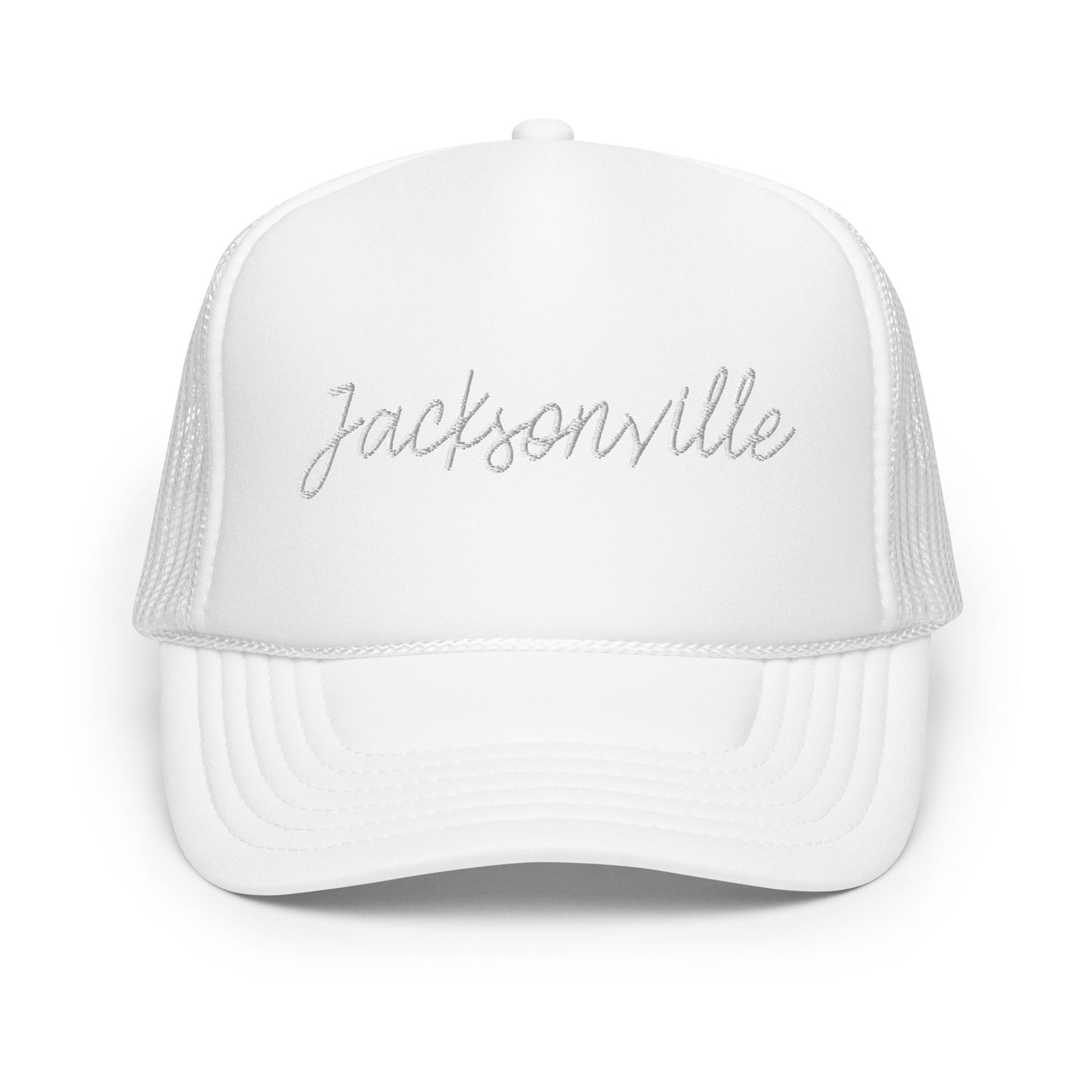 Jacksonville Retro Script Foam 5 Panel A-Frame Snapback Trucker Hat