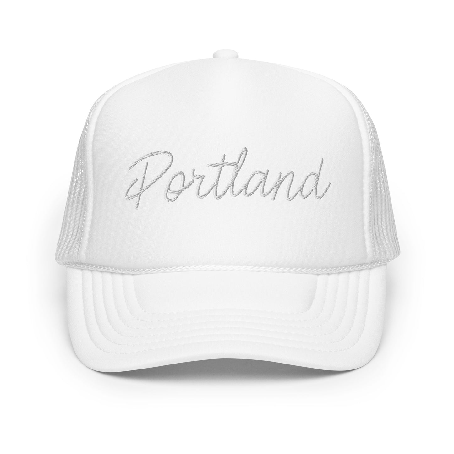 Portland Retro Script Foam 5 Panel A-Frame Snapback Trucker Hat