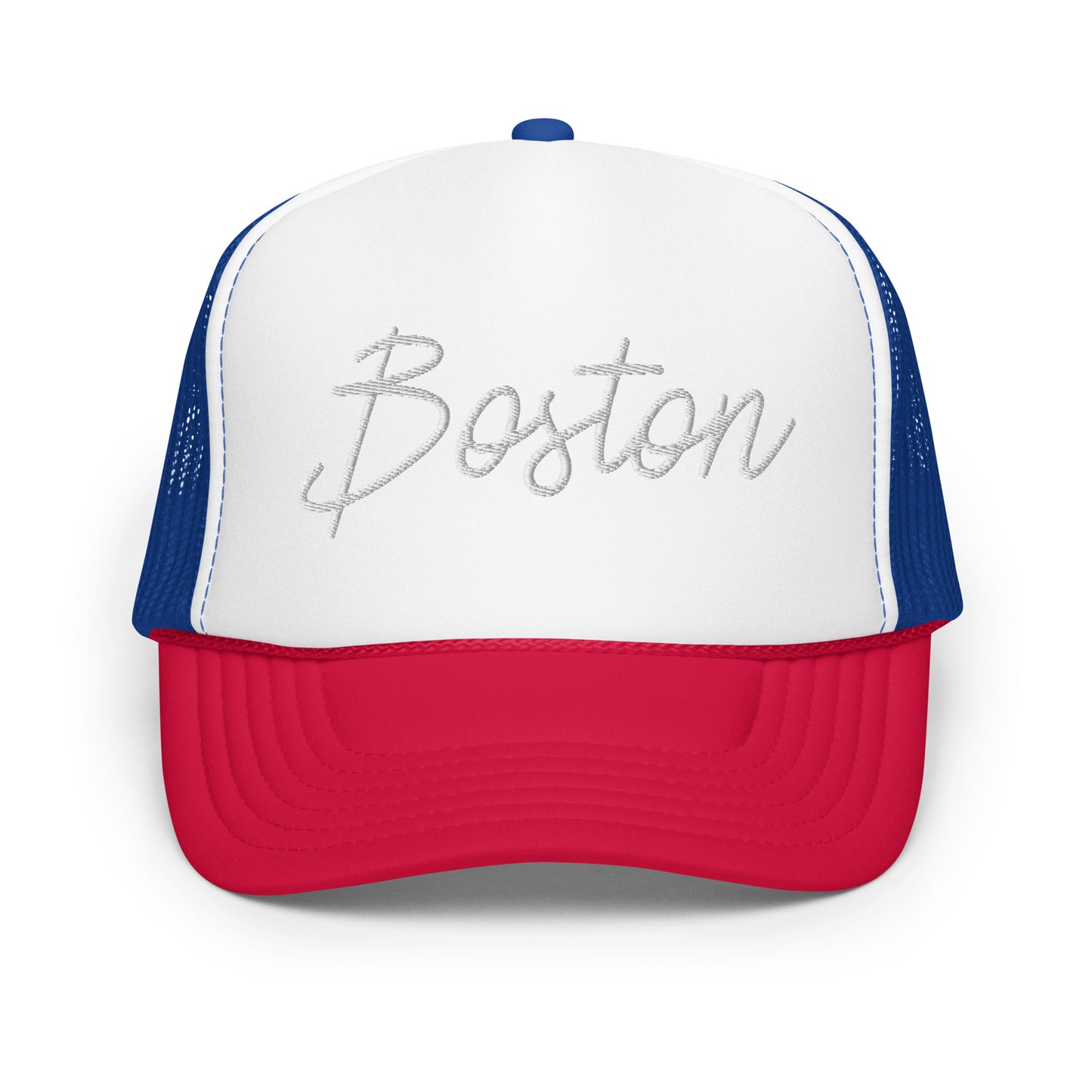 Boston Retro Script Foam 5 Panel A-Frame Snapback Trucker Hat