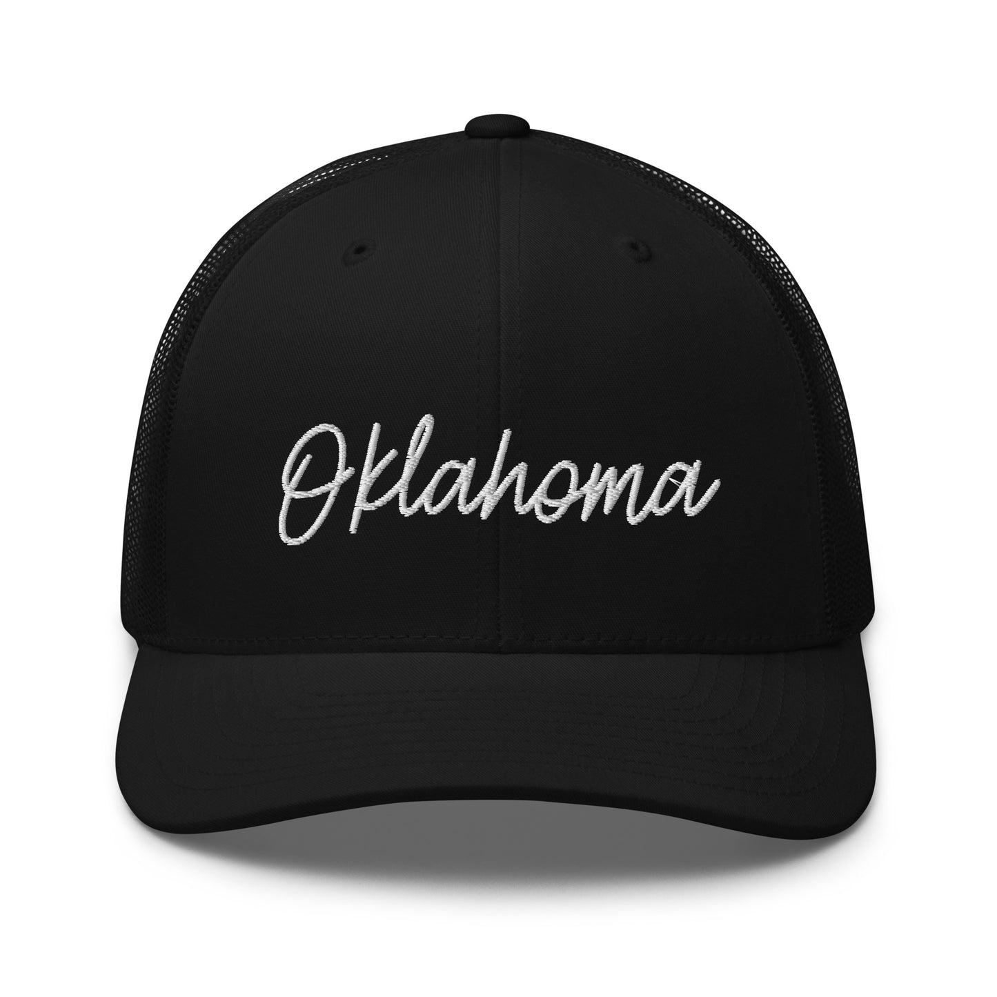 Oklahoma Retro Script Mid 6 Panel Snapback Trucker Hat