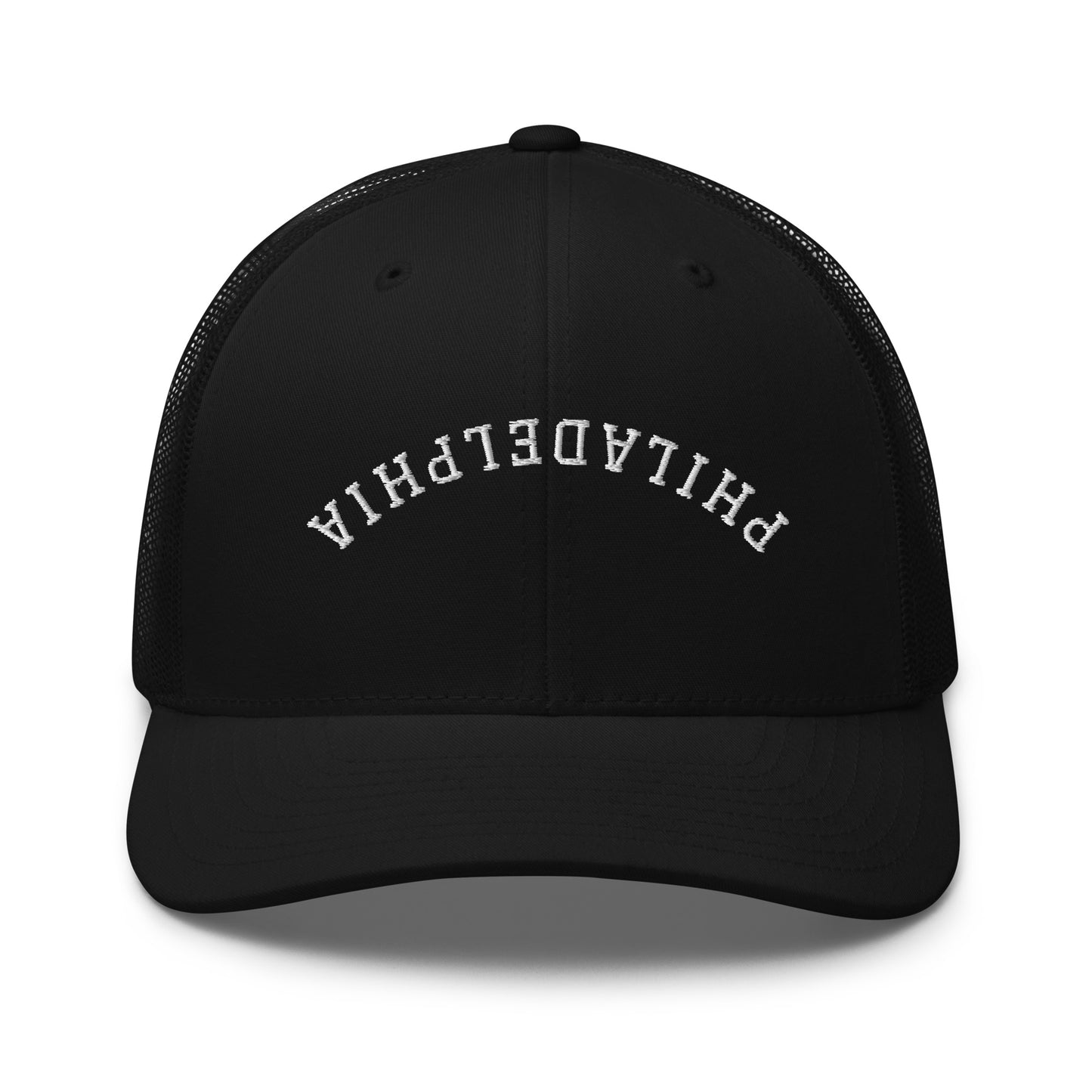 Philadelphia Upside Down Arch Mid 6 Panel Snapback Trucker Hat