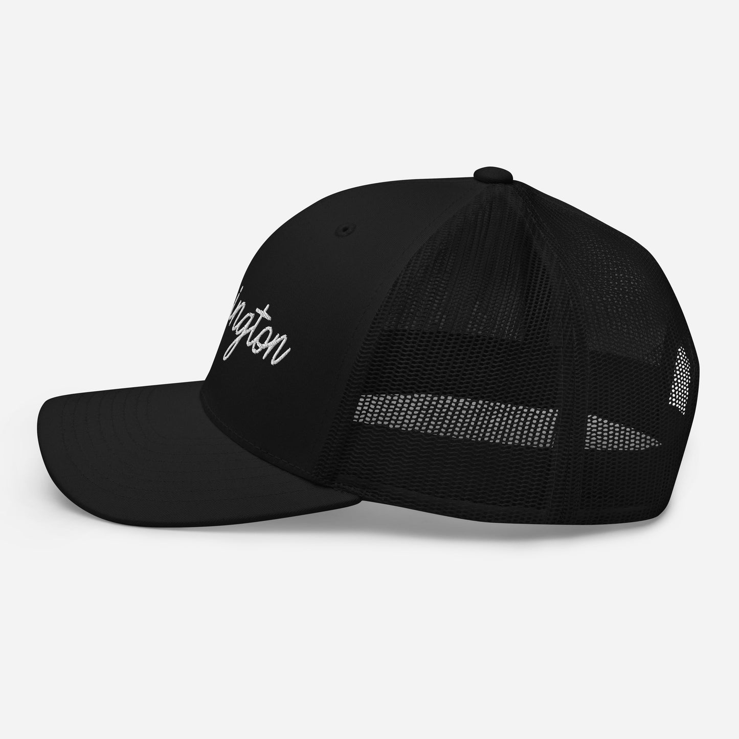 Washington Retro Script Mid 6 Panel Snapback Trucker Hat
