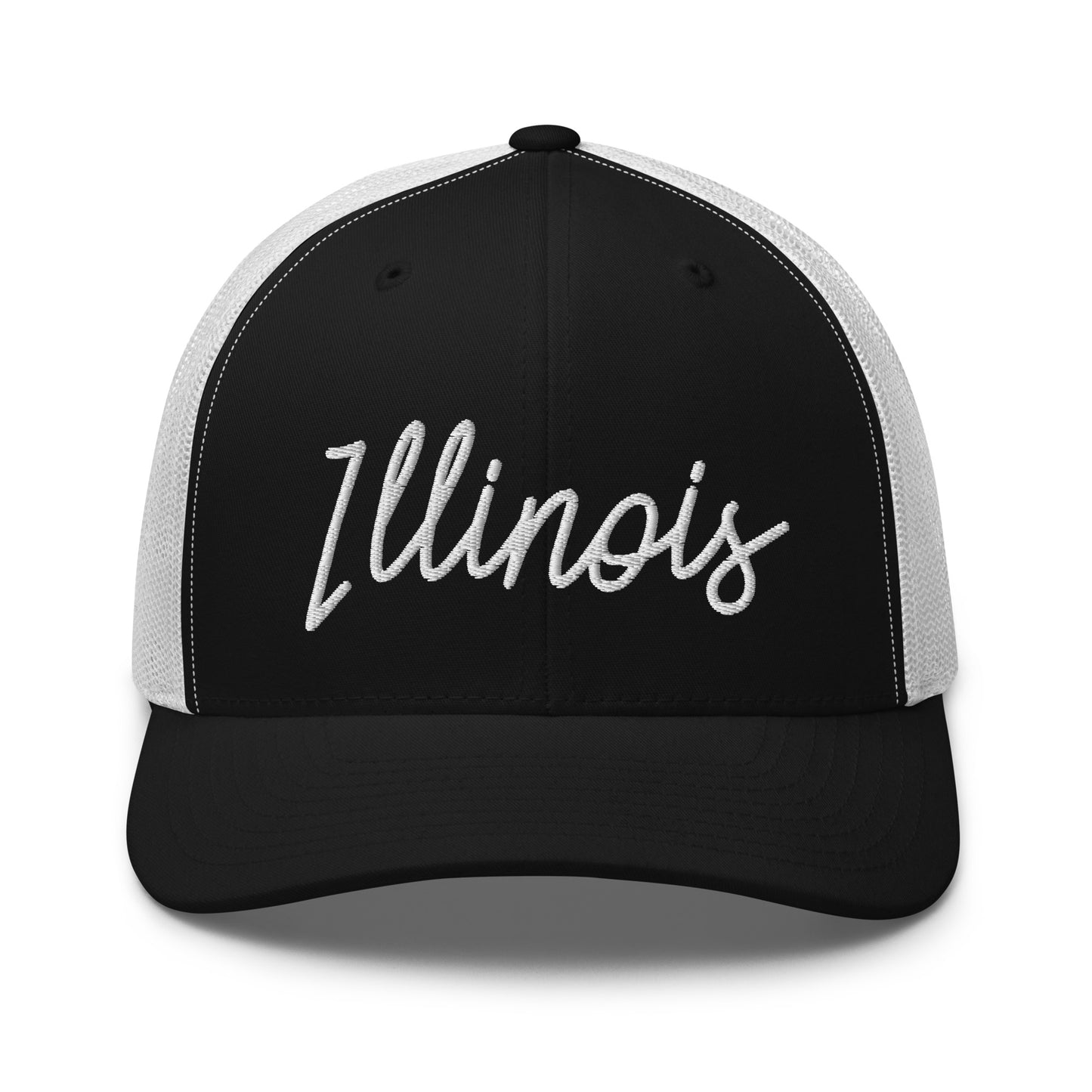 Illinois Retro Script Mid 6 Panel Snapback Trucker Hat
