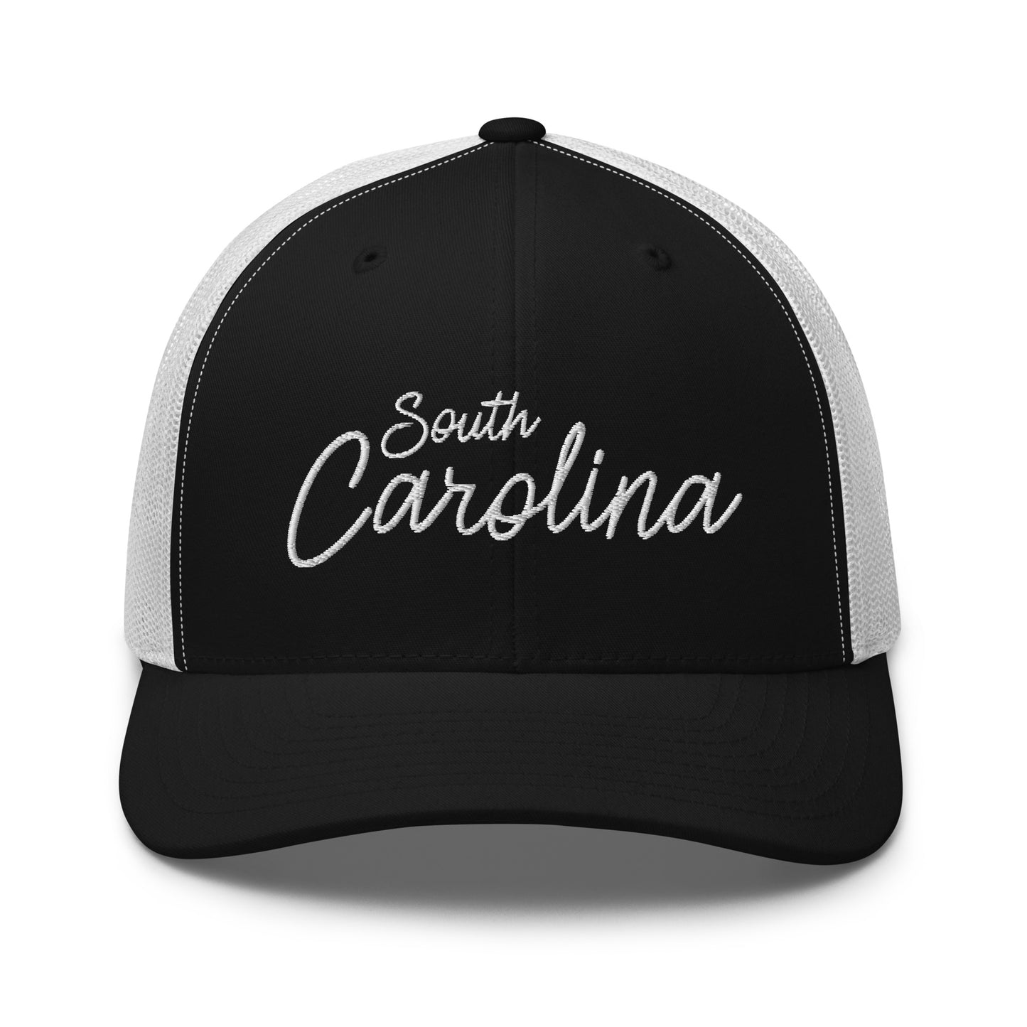 South Carolina Retro Script Mid 6 Panel Snapback Trucker Hat