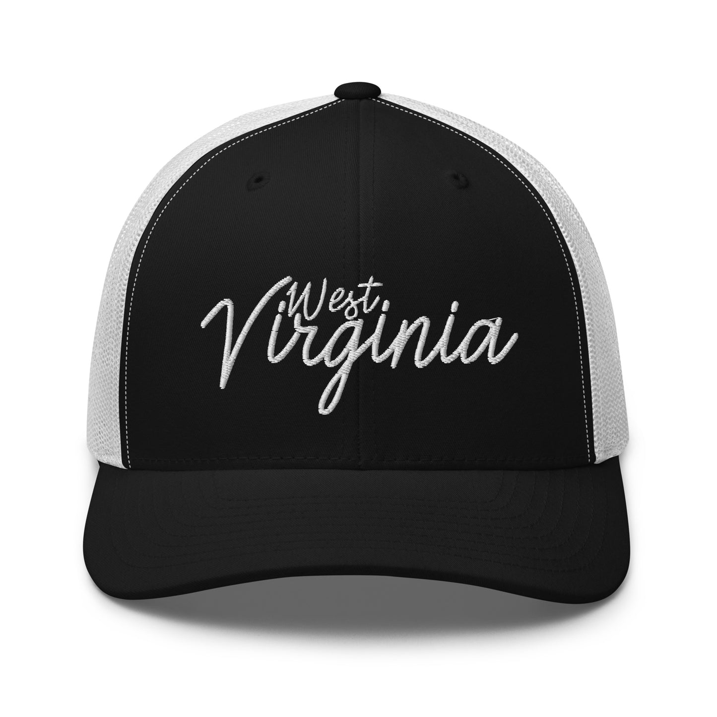 West Virginia Retro Script Mid 6 Panel Snapback Trucker Hat