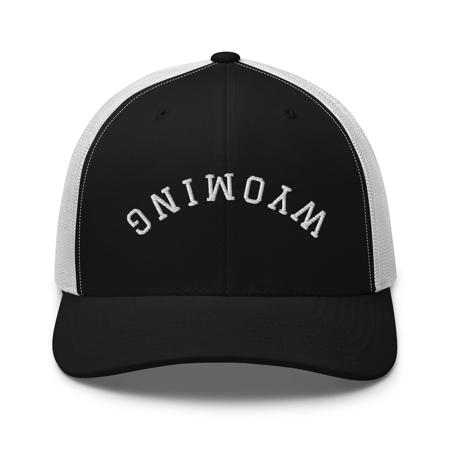 Wyoming Upside Down Arch Mid 6 Panel Snapback Trucker Hat