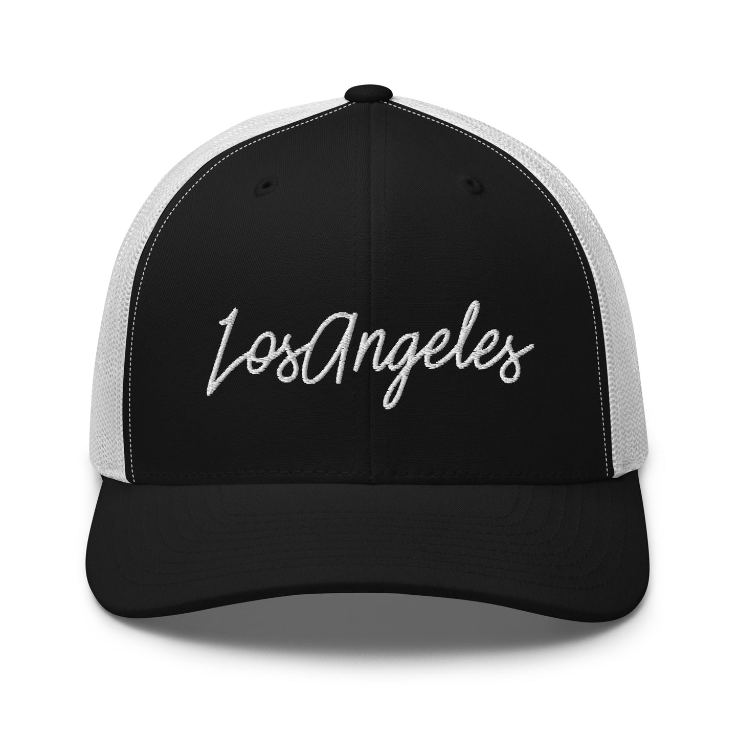 Los Angeles Retro Script Mid 6 Panel Snapback Trucker Hat