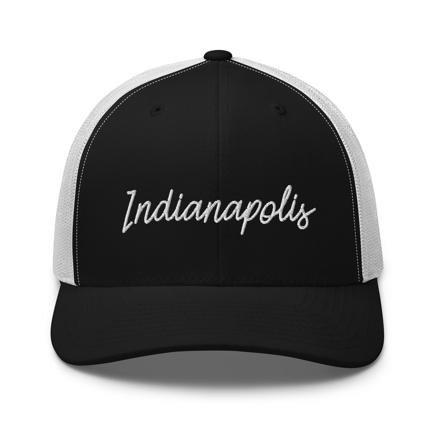 Indianapolis Retro Script Mid 6 Panel Snapback Trucker Hat
