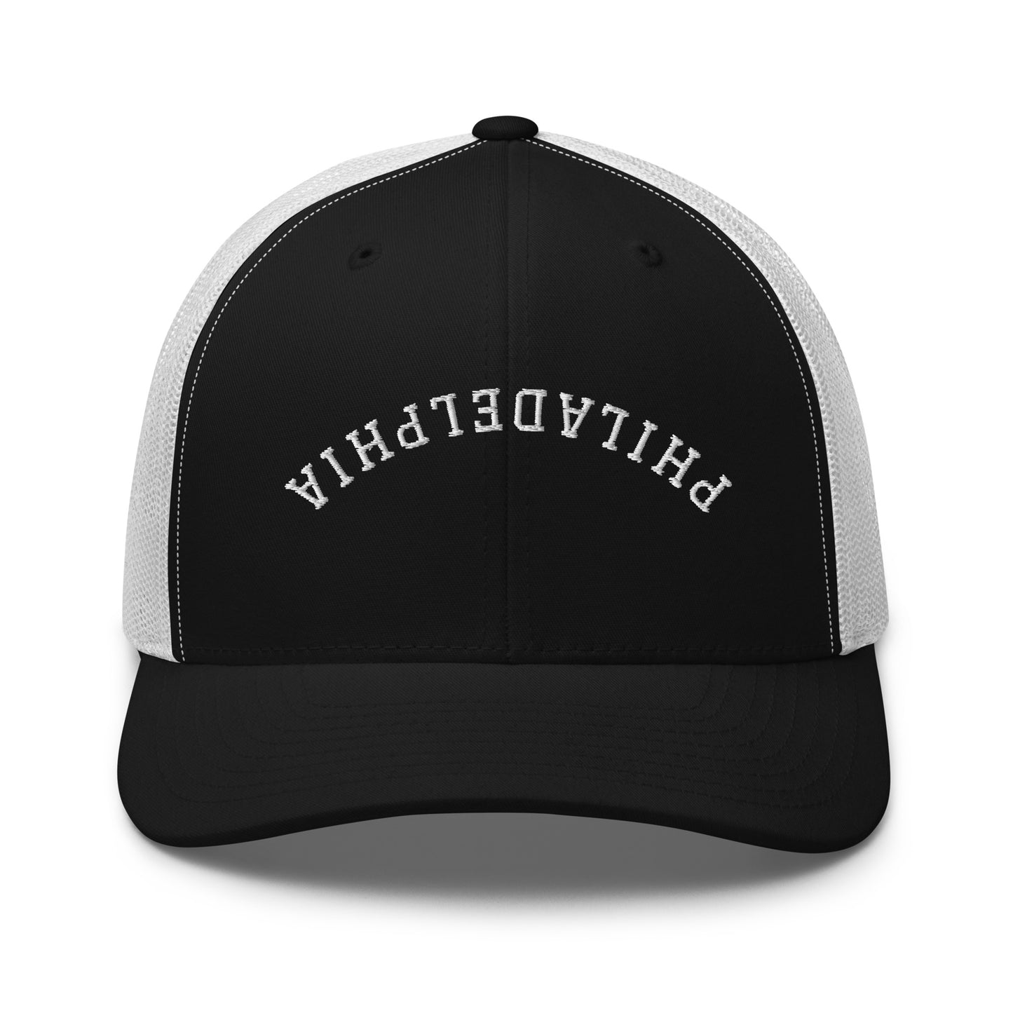 Philadelphia Upside Down Arch Mid 6 Panel Snapback Trucker Hat