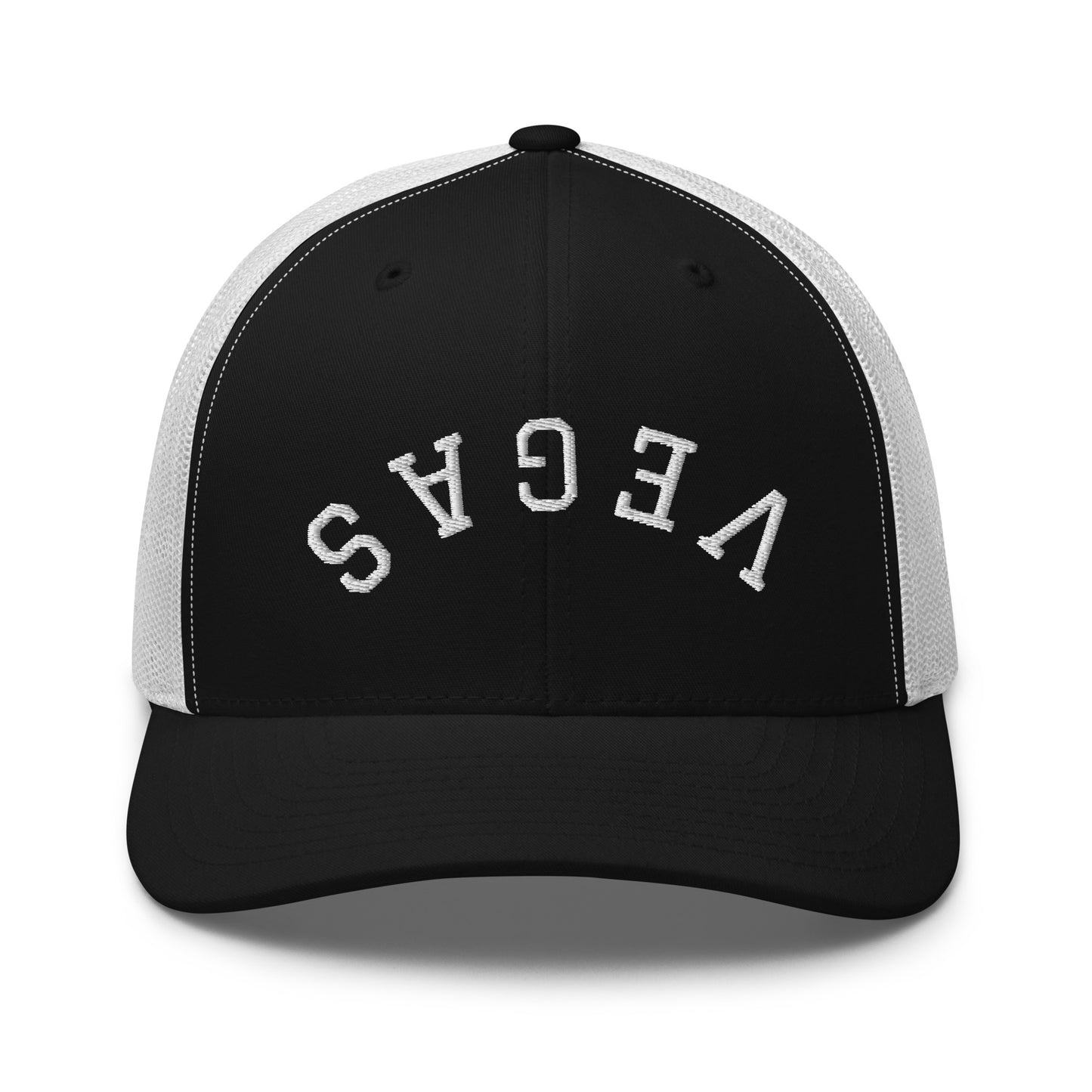 Las Vegas Upside Down Arch Mid 6 Panel Snapback Trucker Hat