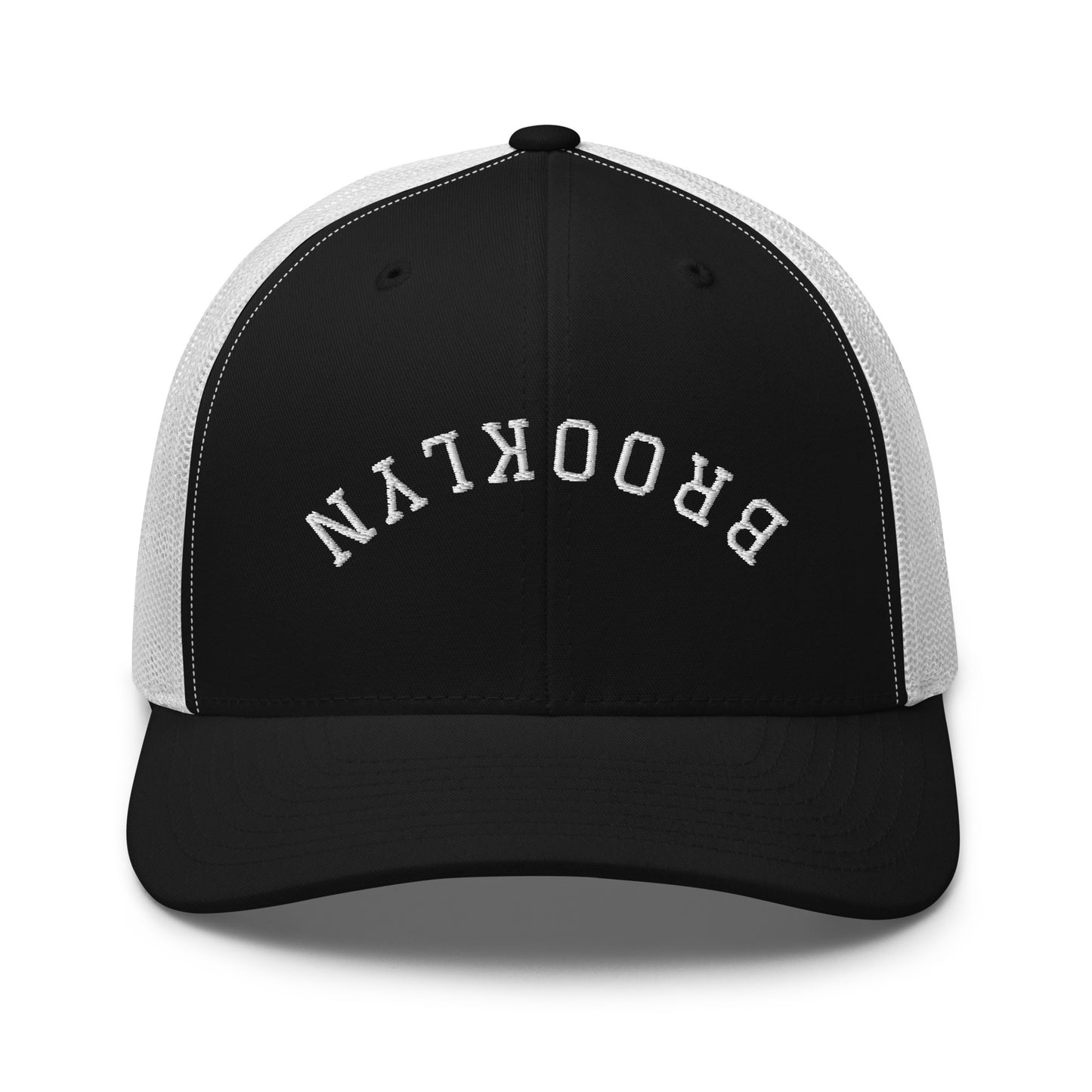 Brooklyn Upside Down Arch Mid 6 Panel Snapback Trucker Hat