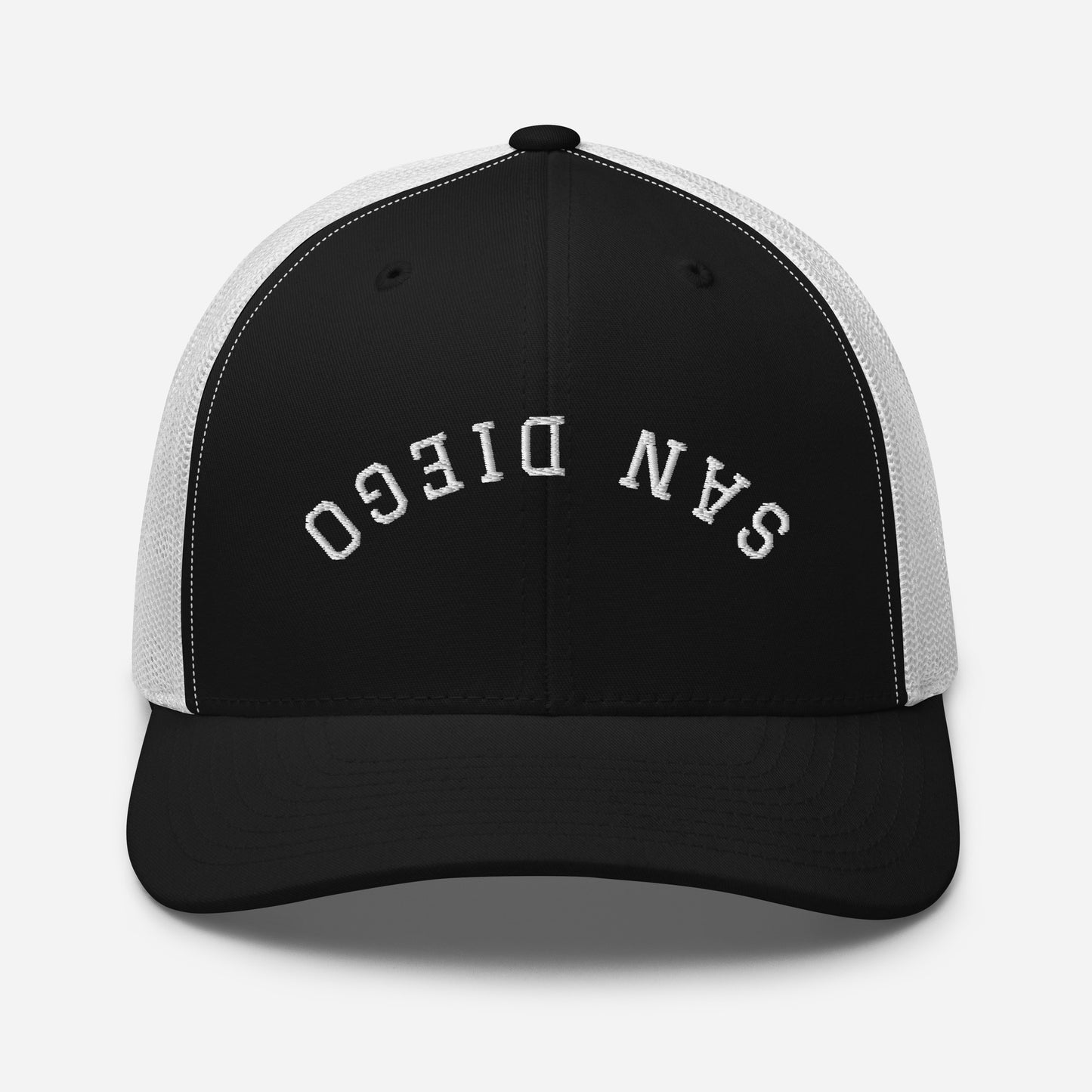 San Diego Upside Down Arch Mid 6 Panel Snapback Trucker Hat