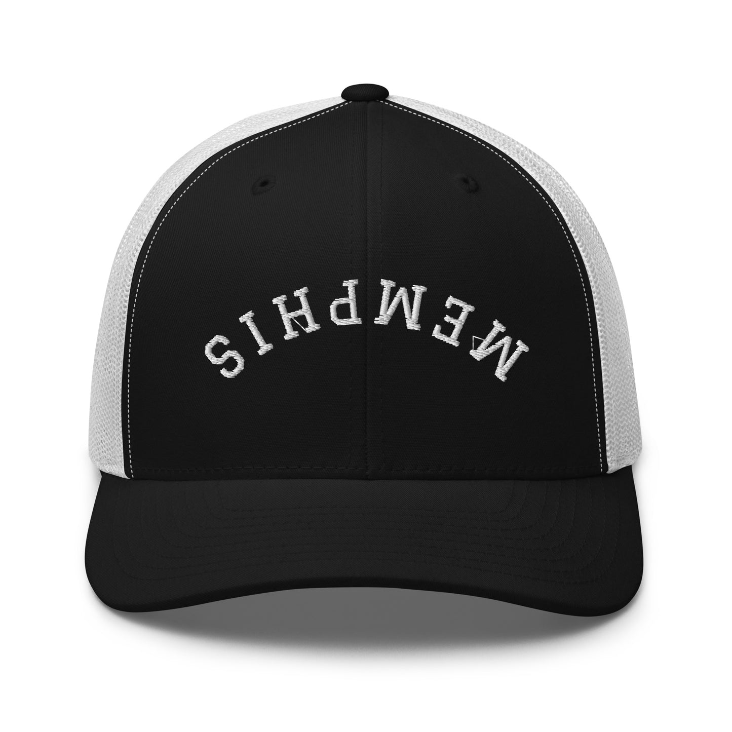 Memphis Upside Down Arch Mid 6 Panel Snapback Trucker Hat