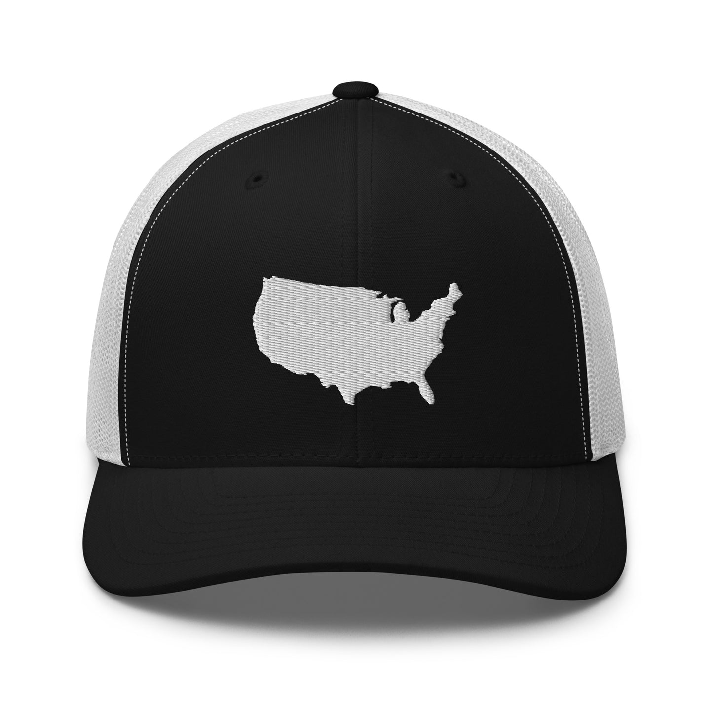 United States USA Silhouette Mid 6 Panel Snapback Trucker Hat
