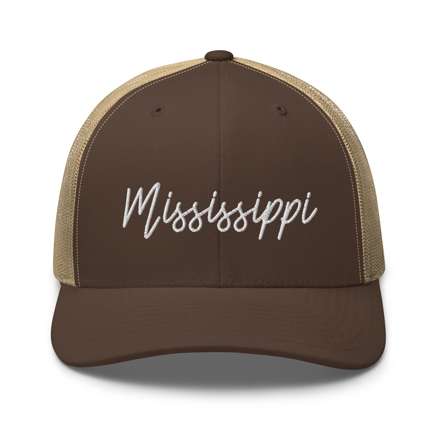 Mississippi Retro Script Mid 6 Panel Snapback Trucker Hat
