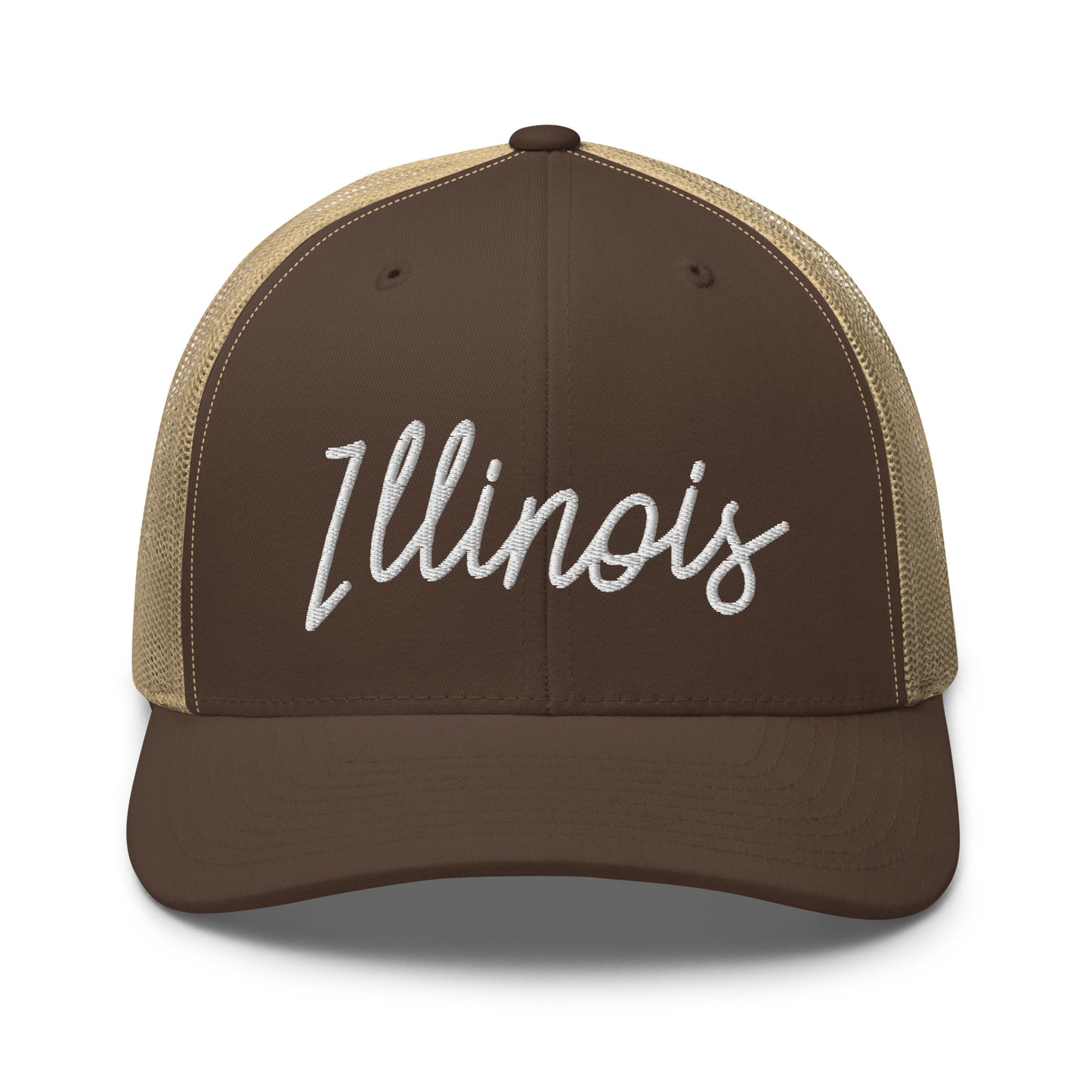 Illinois Retro Script Mid 6 Panel Snapback Trucker Hat