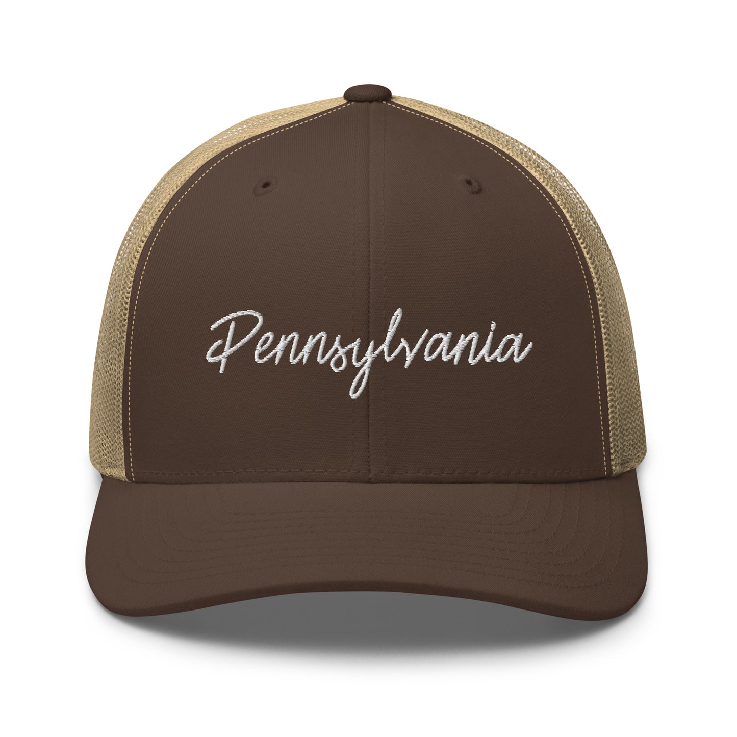 Pennsylvania Retro Script Mid 6 Panel Snapback Trucker Hat