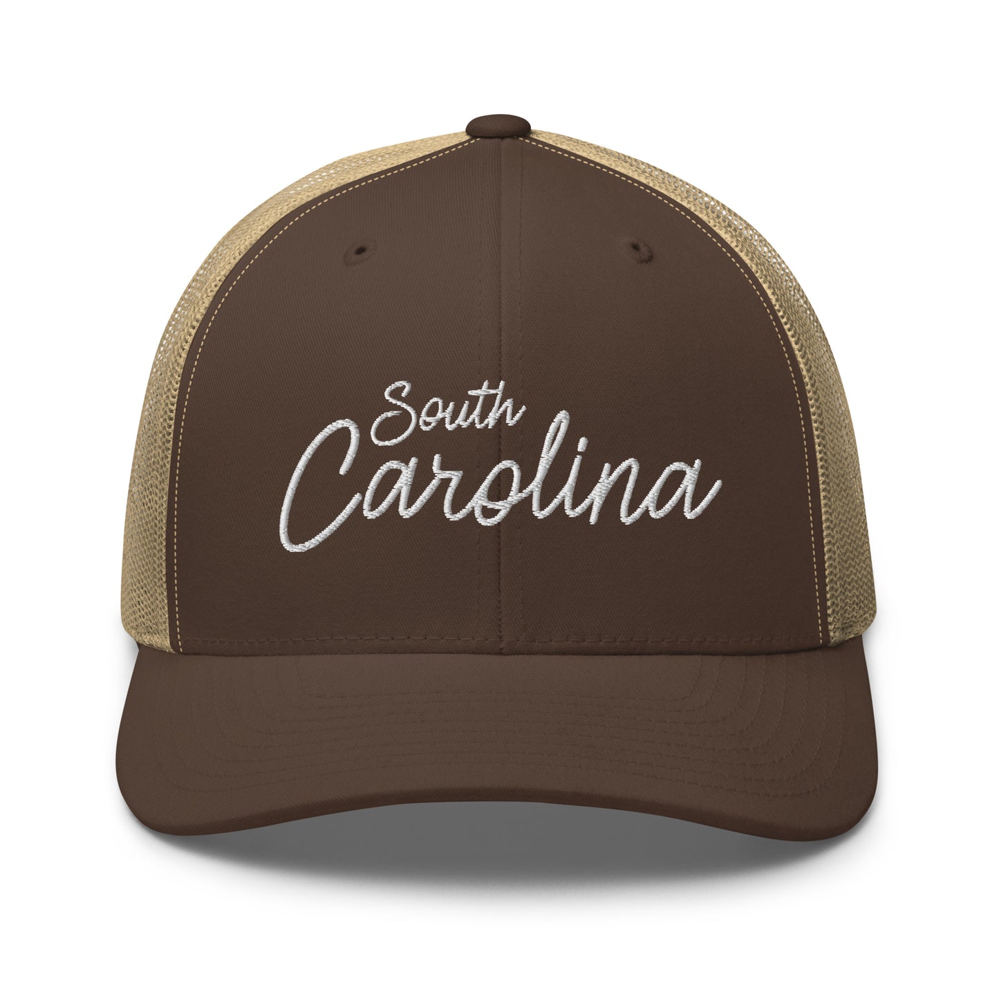 South Carolina Retro Script Mid 6 Panel Snapback Trucker Hat