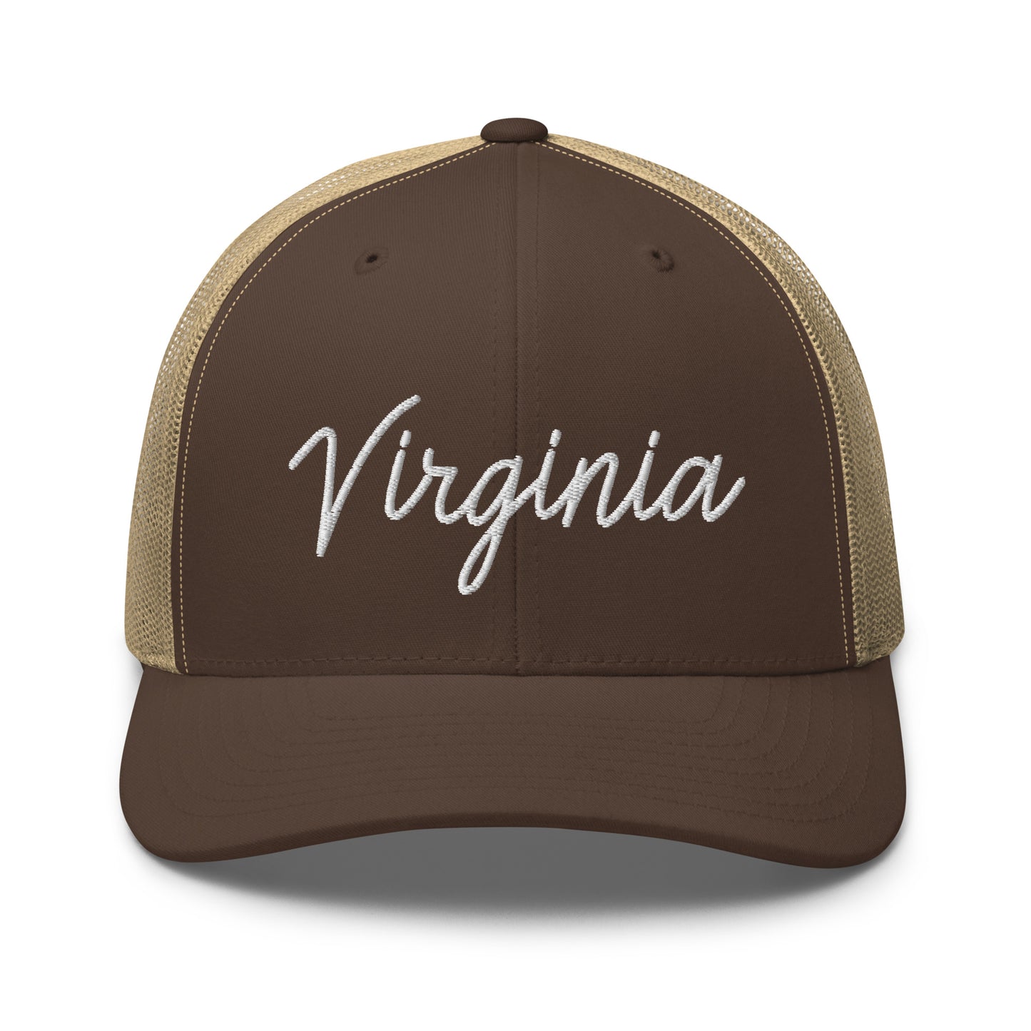 Virginia Retro Script Mid 6 Panel Snapback Trucker Hat