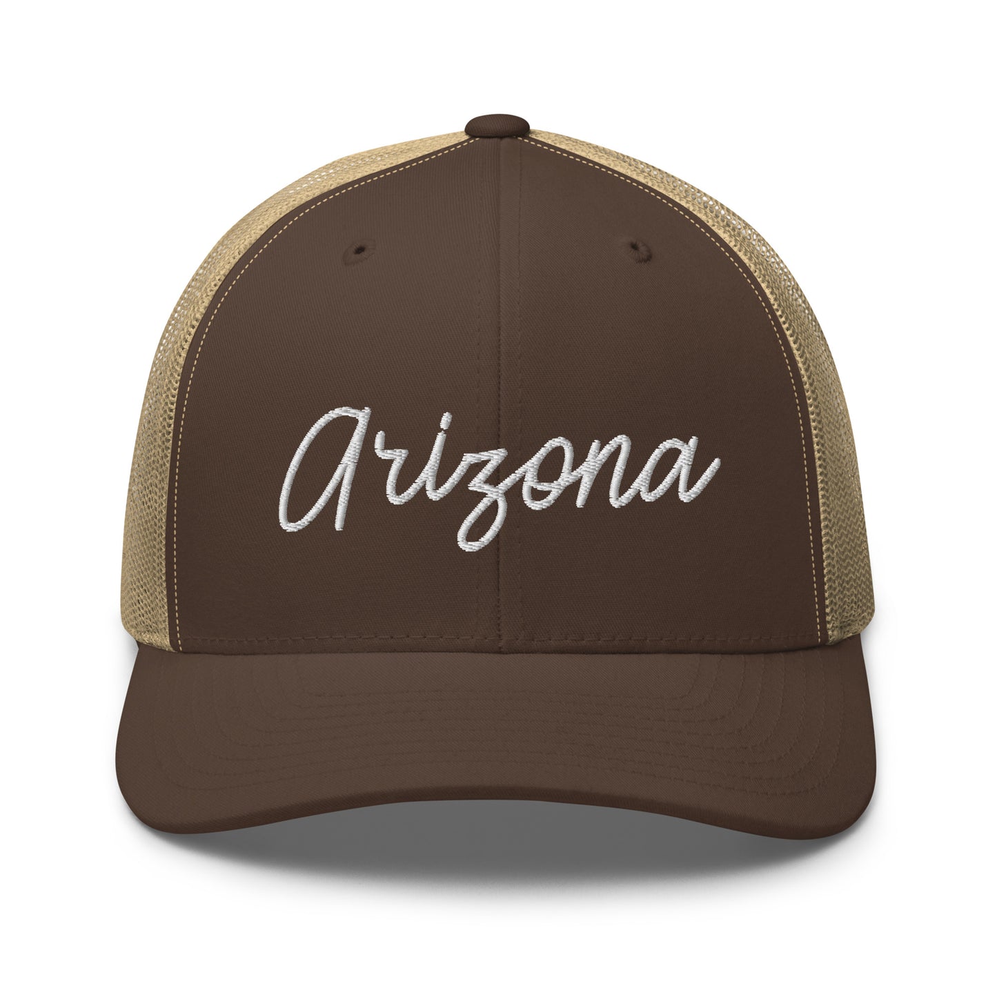 Arizona Retro Script Mid 6 Panel Snapback Trucker Hat