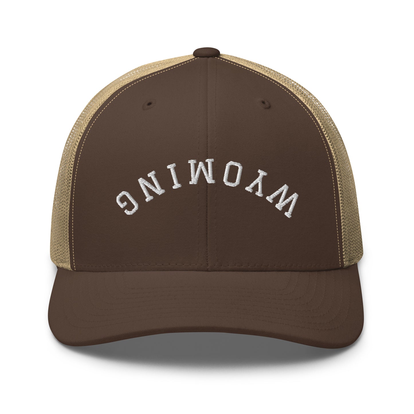 Wyoming Upside Down Arch Mid 6 Panel Snapback Trucker Hat