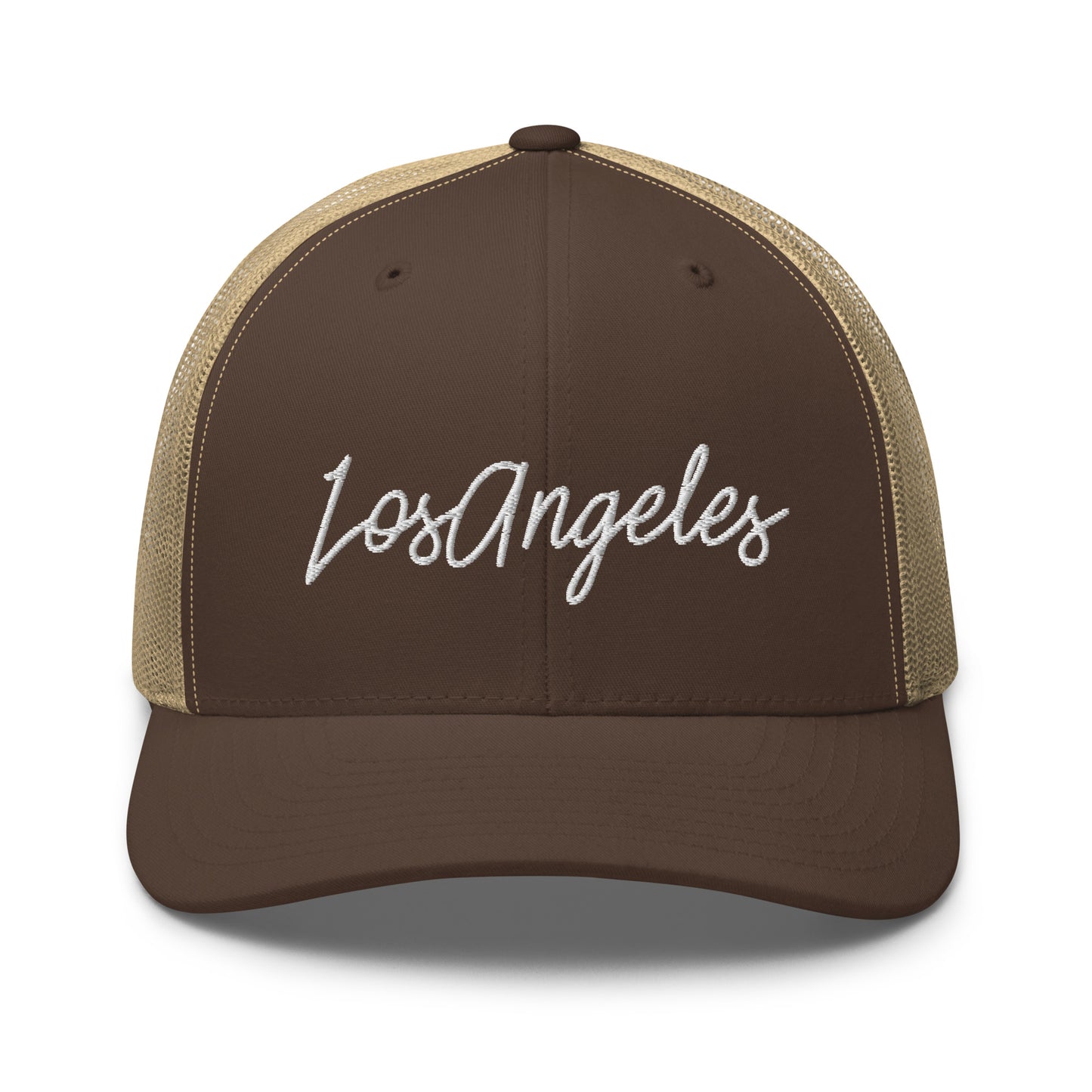 Los Angeles Retro Script Mid 6 Panel Snapback Trucker Hat