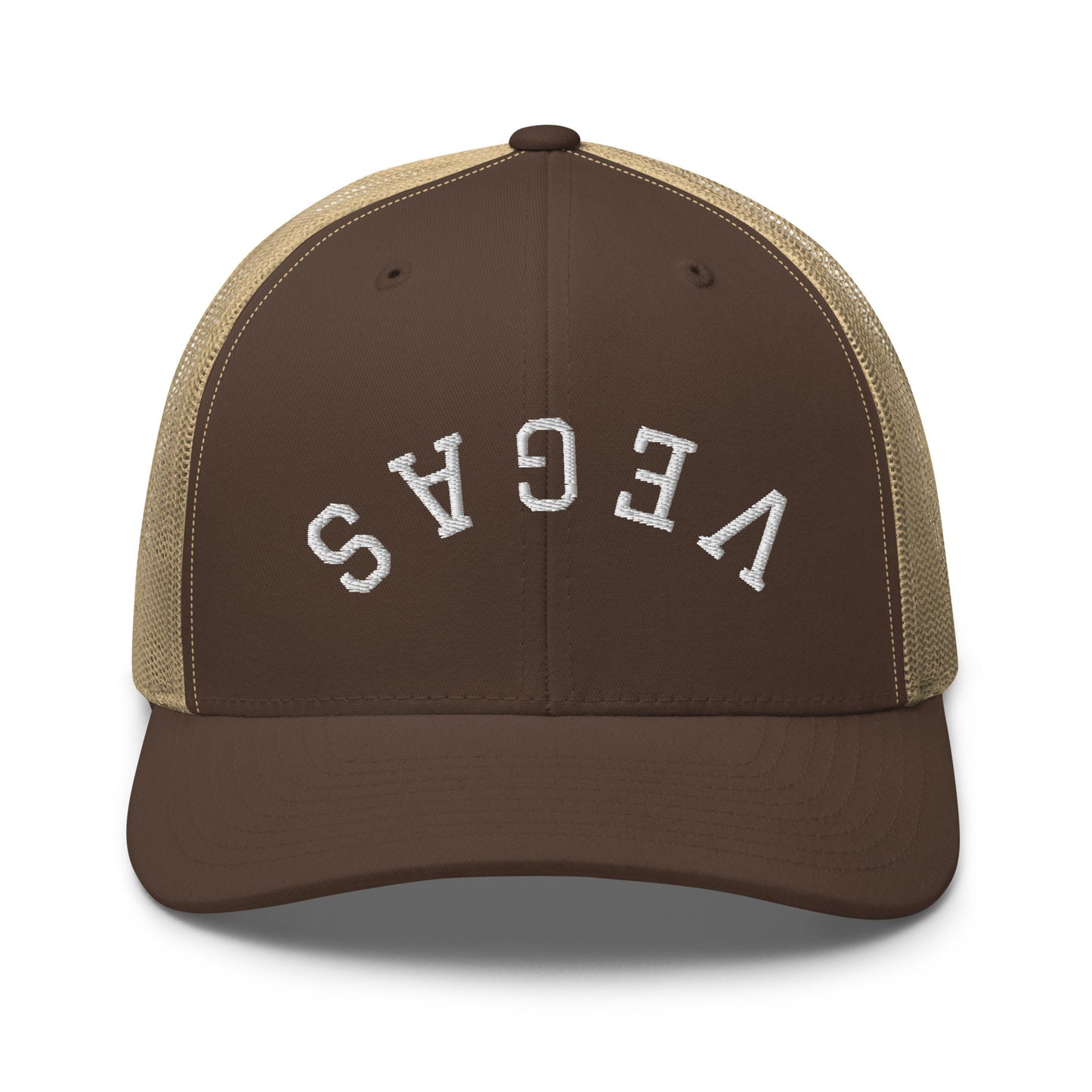 Las Vegas Upside Down Arch Mid 6 Panel Snapback Trucker Hat