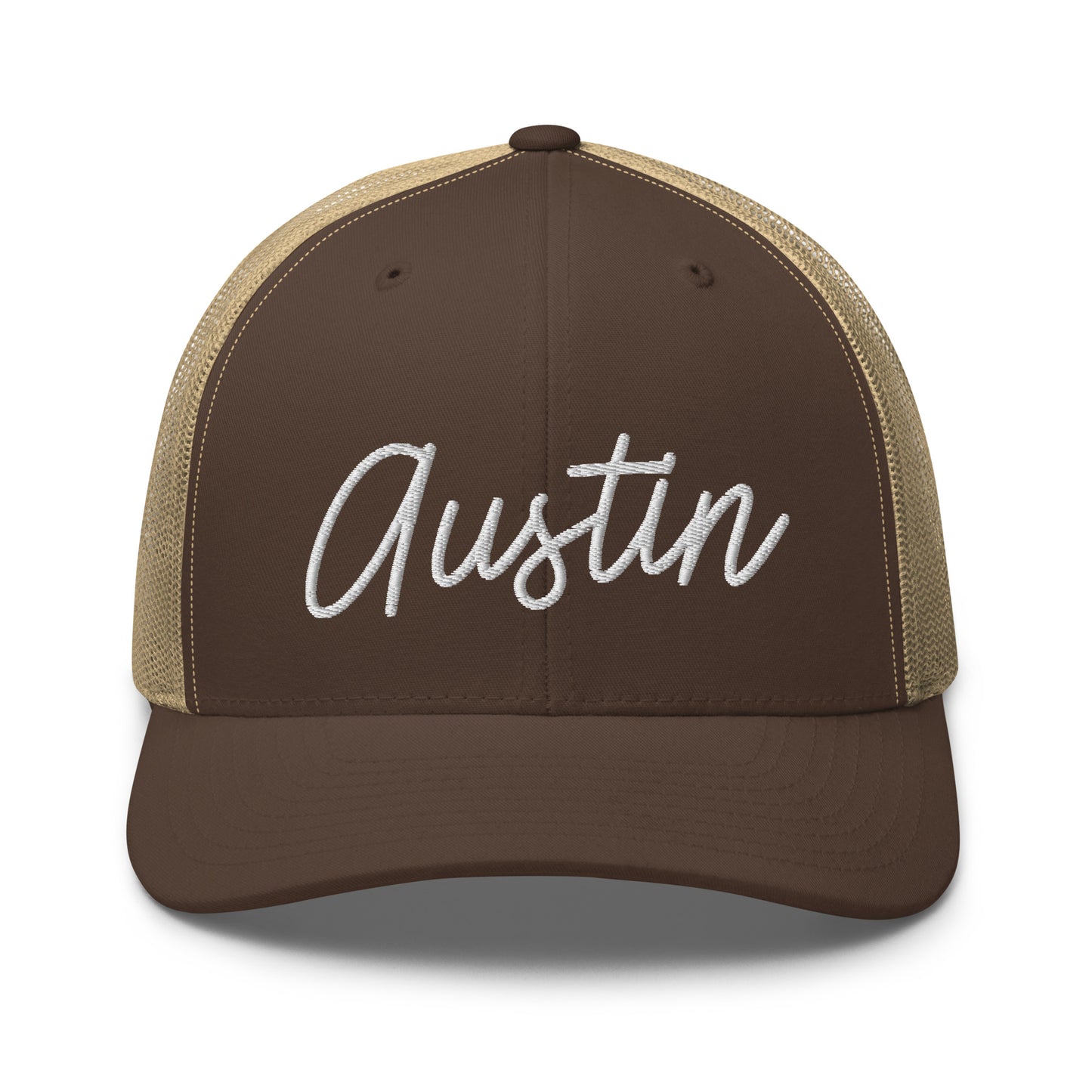 Austin Retro Script Mid 6 Panel Snapback Trucker Hat