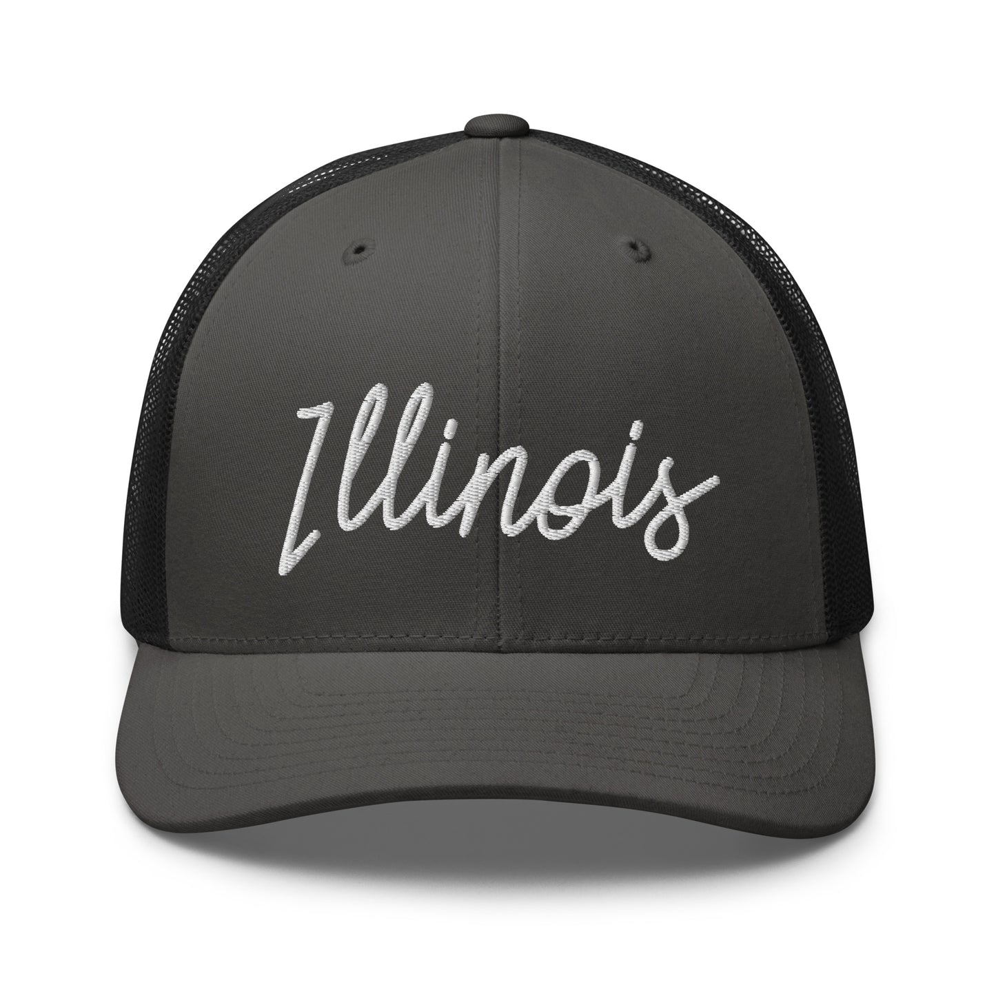 Illinois Retro Script Mid 6 Panel Snapback Trucker Hat