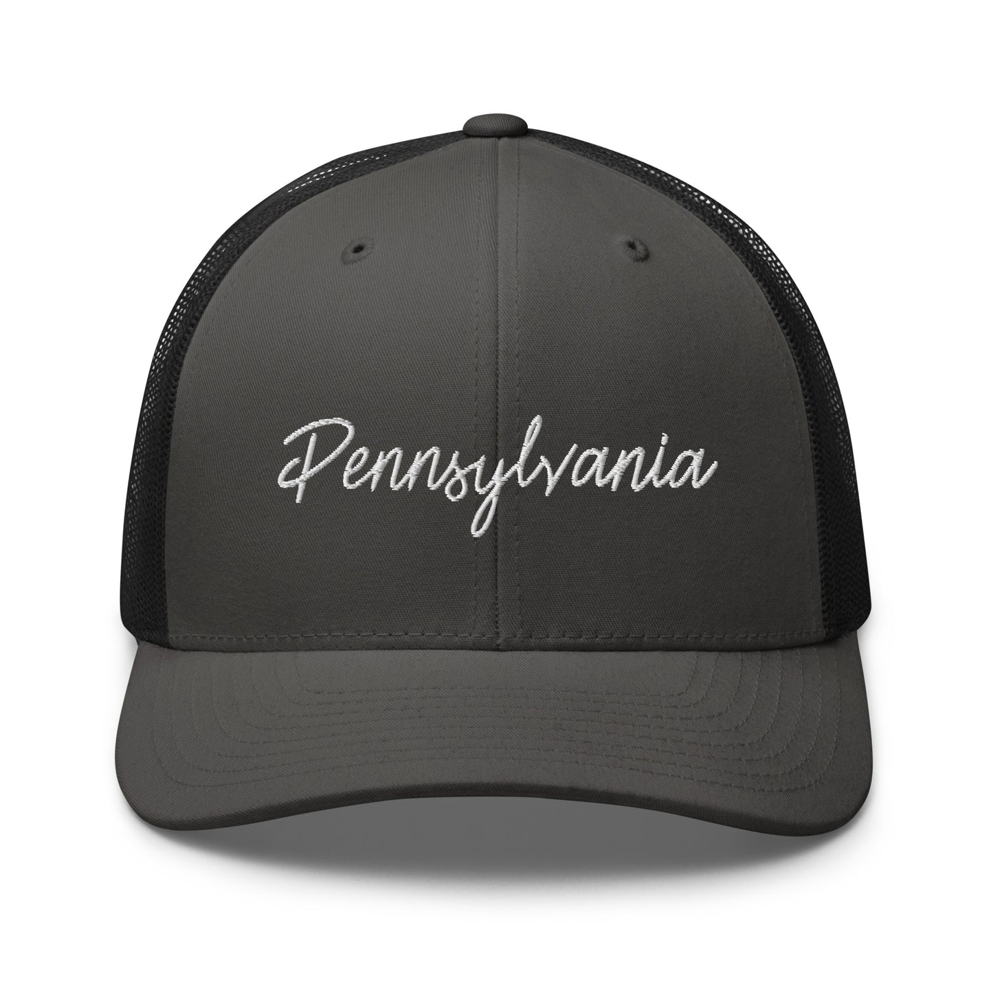 Pennsylvania Retro Script Mid 6 Panel Snapback Trucker Hat