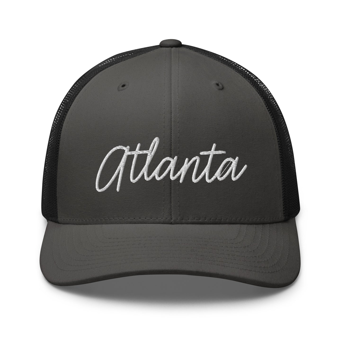 Atlanta Retro Script Mid 6 Panel Snapback Trucker Hat