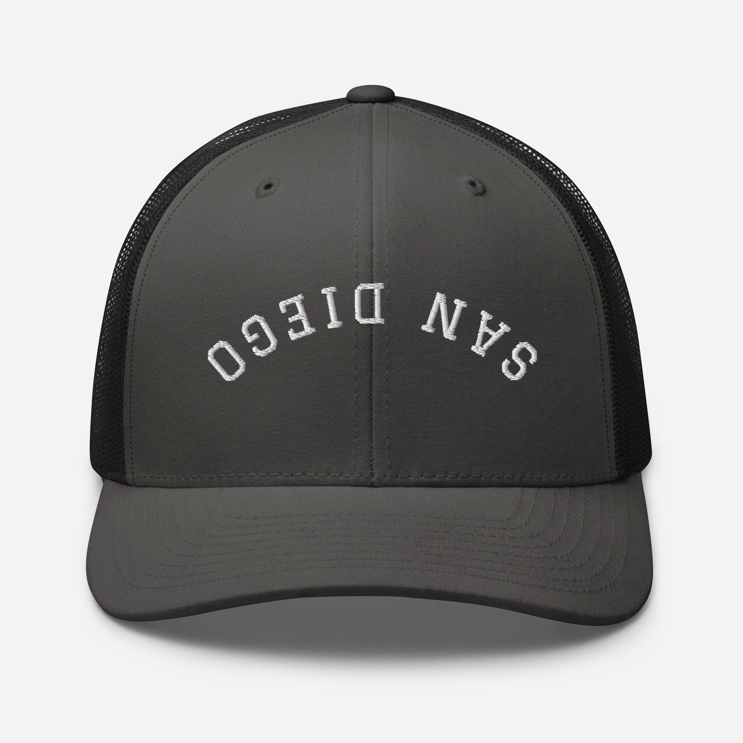 San Diego Upside Down Arch Mid 6 Panel Snapback Trucker Hat