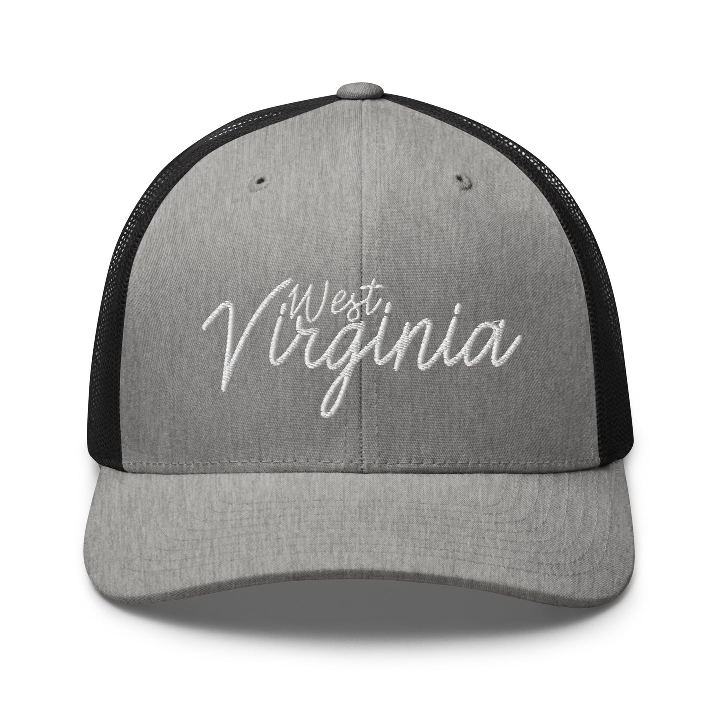 West Virginia Retro Script Mid 6 Panel Snapback Trucker Hat