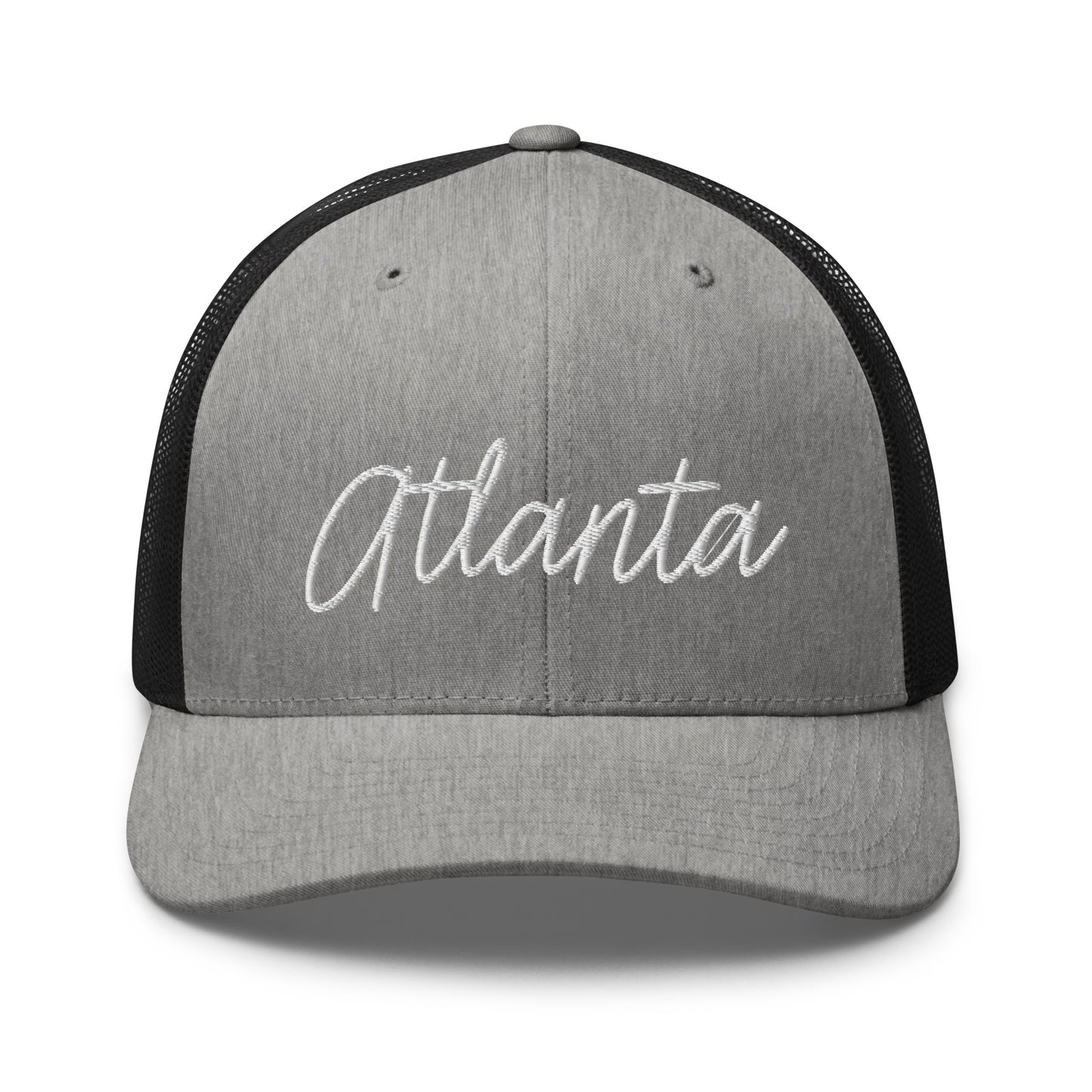 Atlanta Retro Script Mid 6 Panel Snapback Trucker Hat