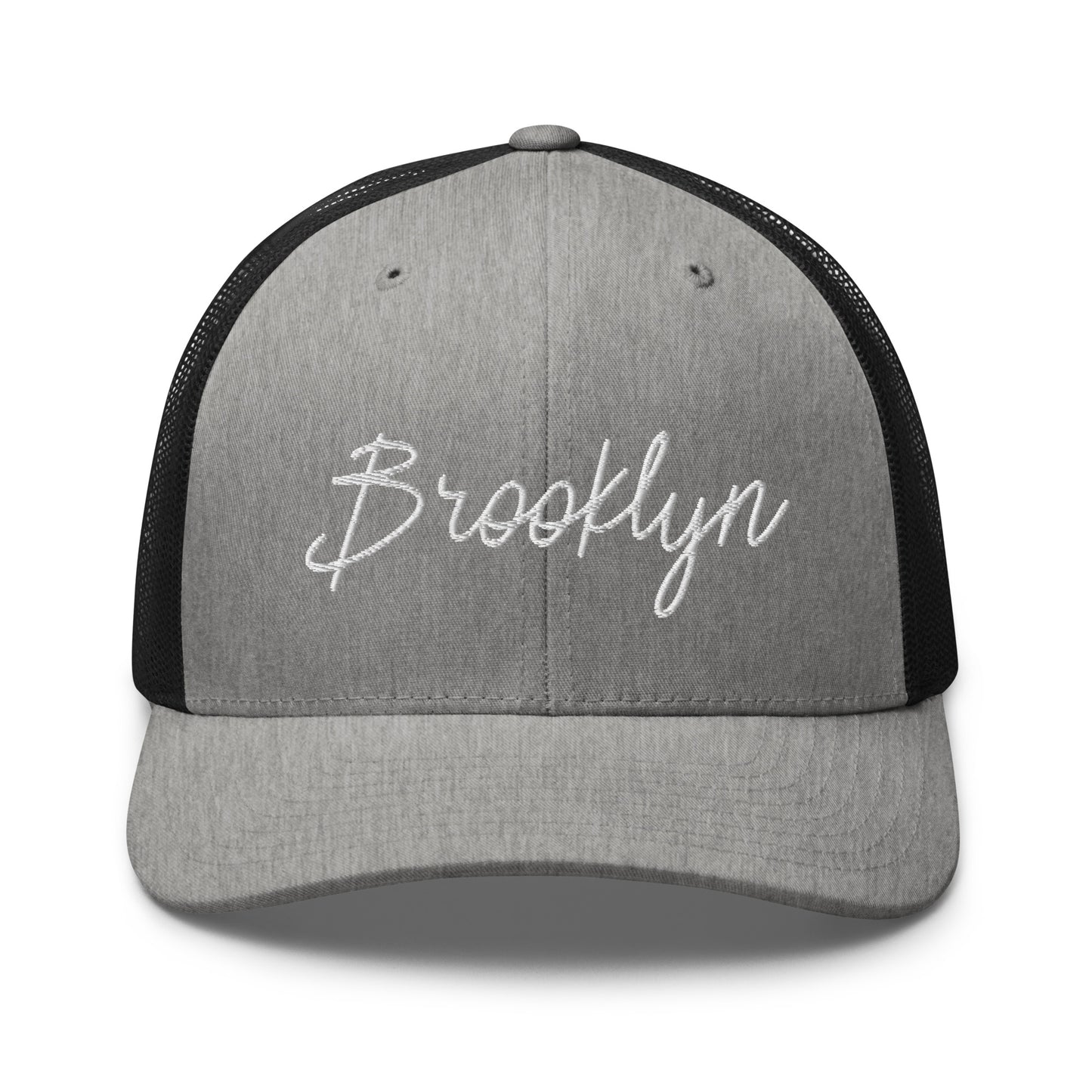 Brooklyn Retro Script Mid 6 Panel Snapback Trucker Hat