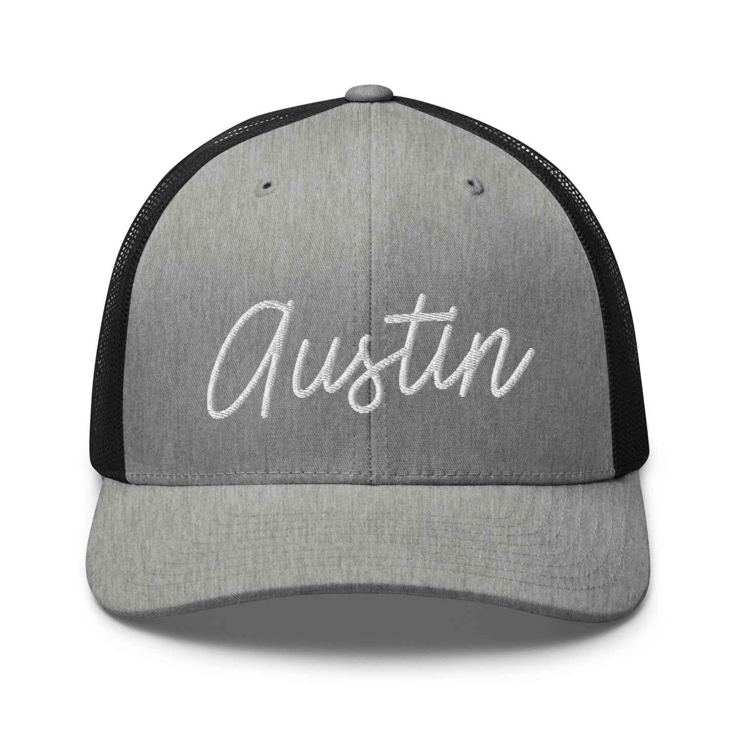 Austin Retro Script Mid 6 Panel Snapback Trucker Hat