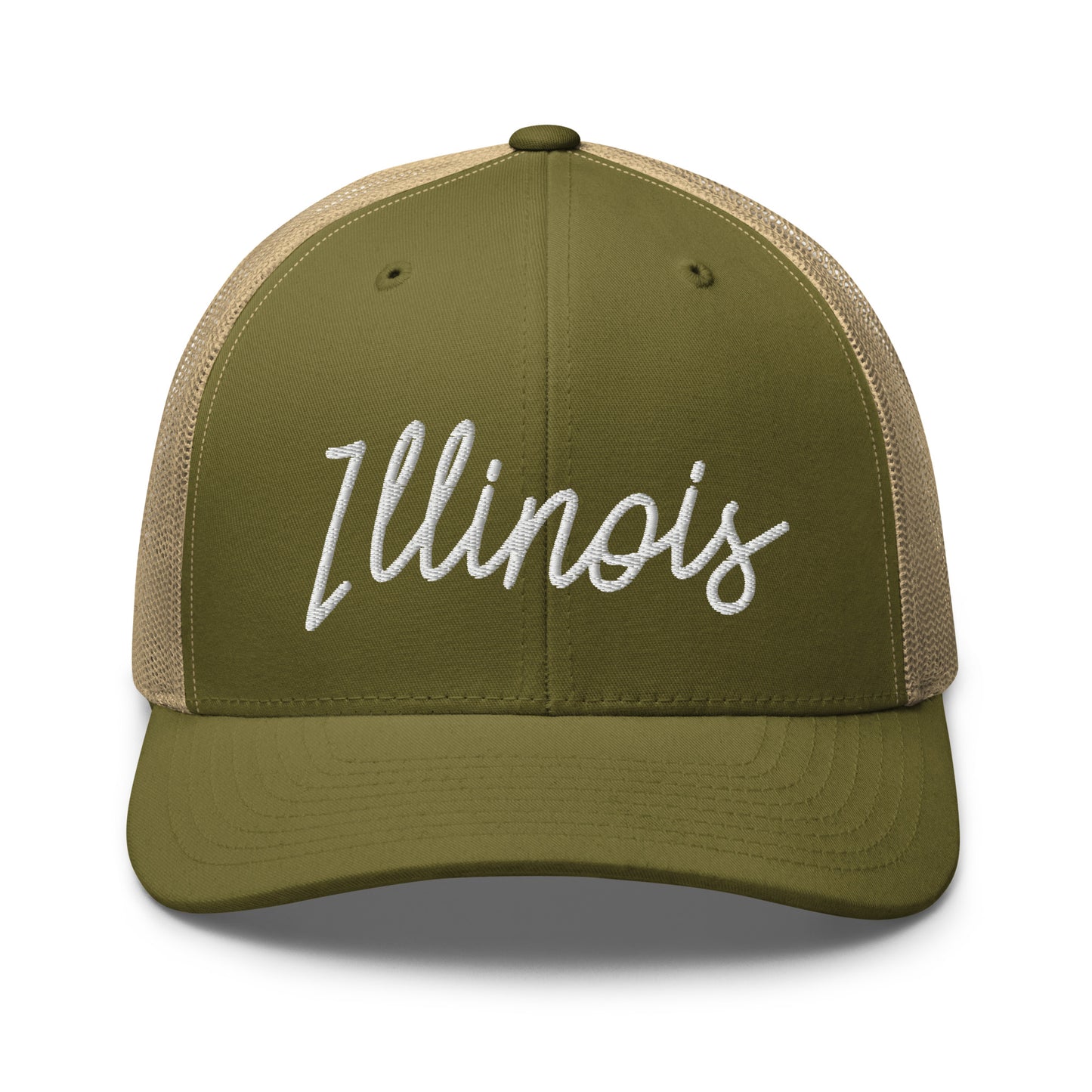 Illinois Retro Script Mid 6 Panel Snapback Trucker Hat