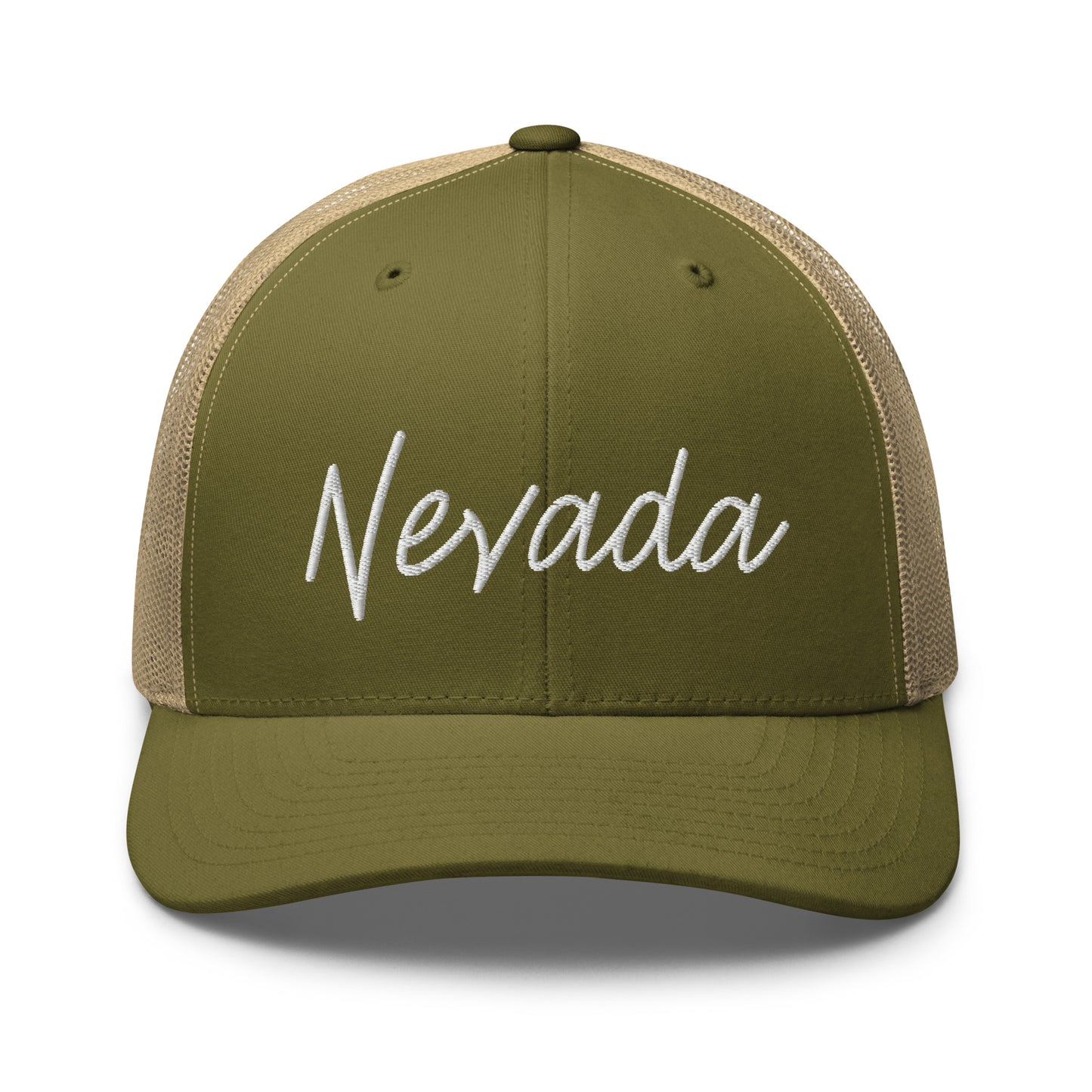 Nevada Retro Script Mid 6 Panel Snapback Trucker Hat