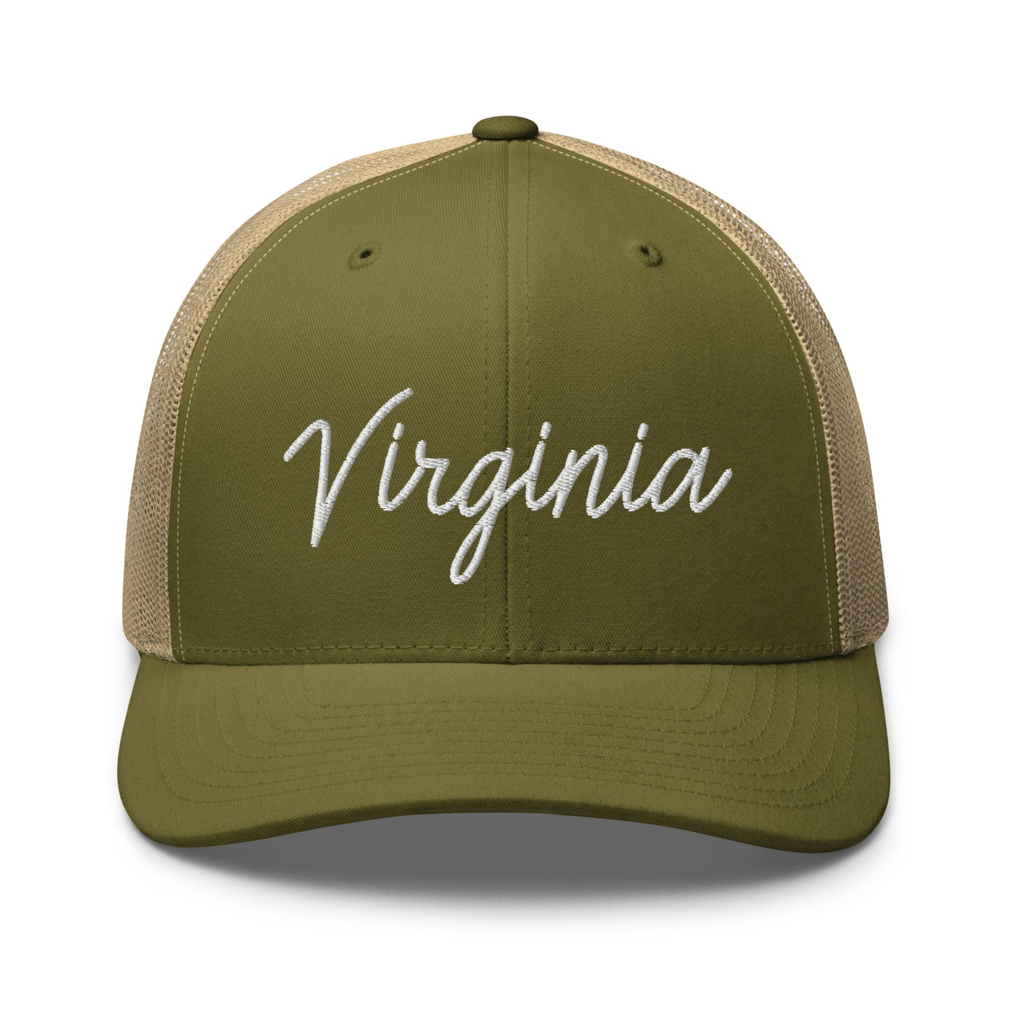 Virginia Retro Script Mid 6 Panel Snapback Trucker Hat