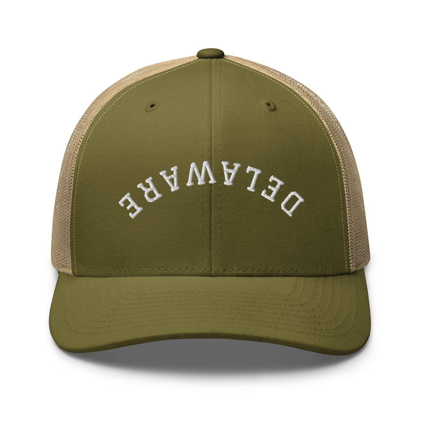 Delaware Upside Down Arch Mid 6 Panel Snapback Trucker Hat