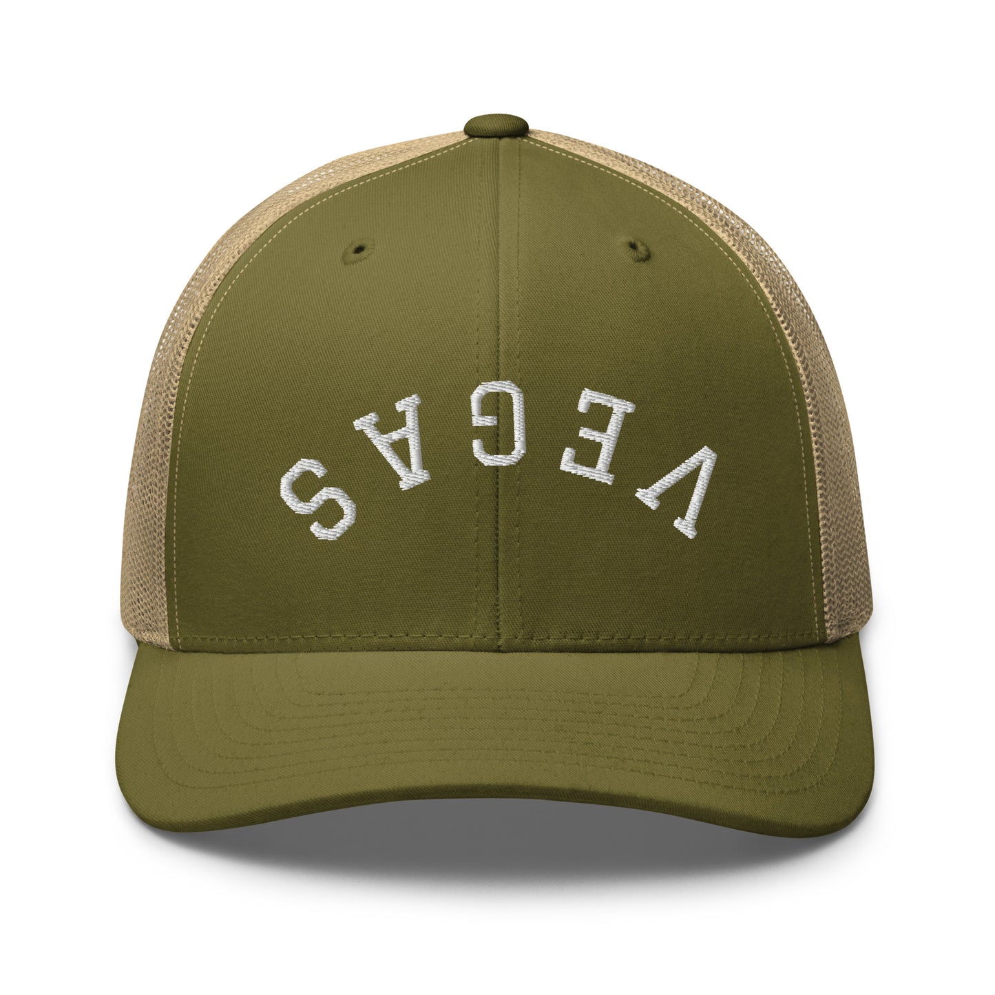 Las Vegas Upside Down Arch Mid 6 Panel Snapback Trucker Hat