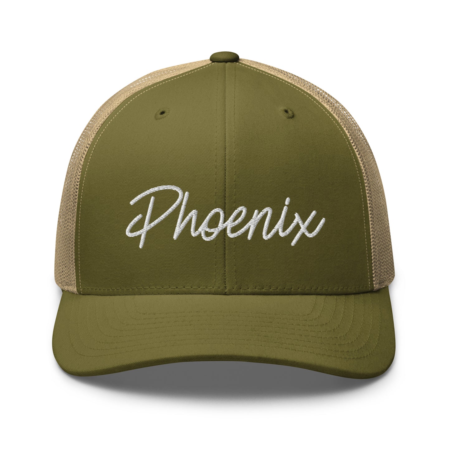 Phoenix Retro Script Mid 6 Panel Snapback Trucker Hat