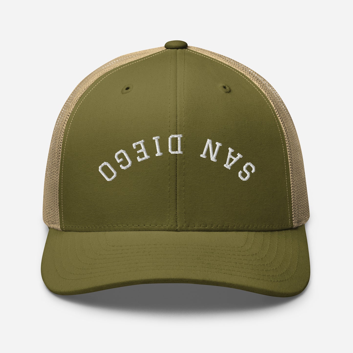 San Diego Upside Down Arch Mid 6 Panel Snapback Trucker Hat