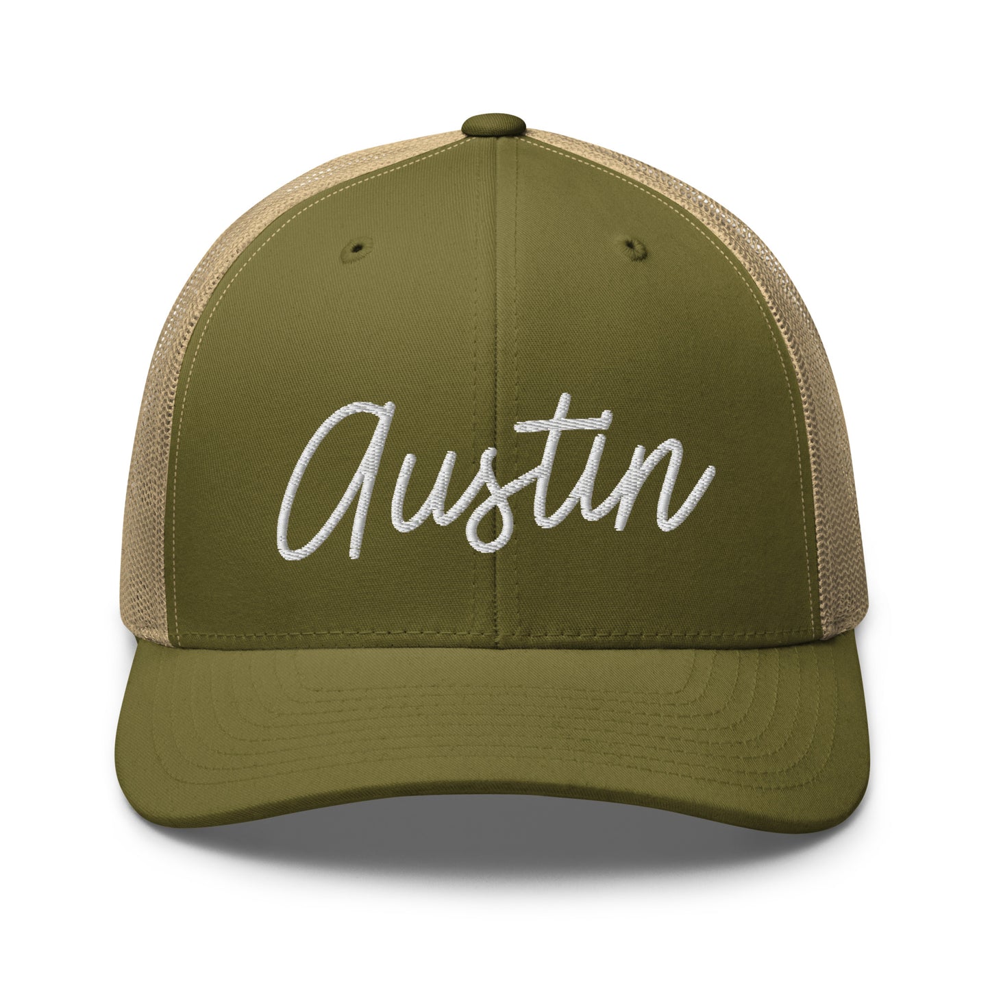 Austin Retro Script Mid 6 Panel Snapback Trucker Hat