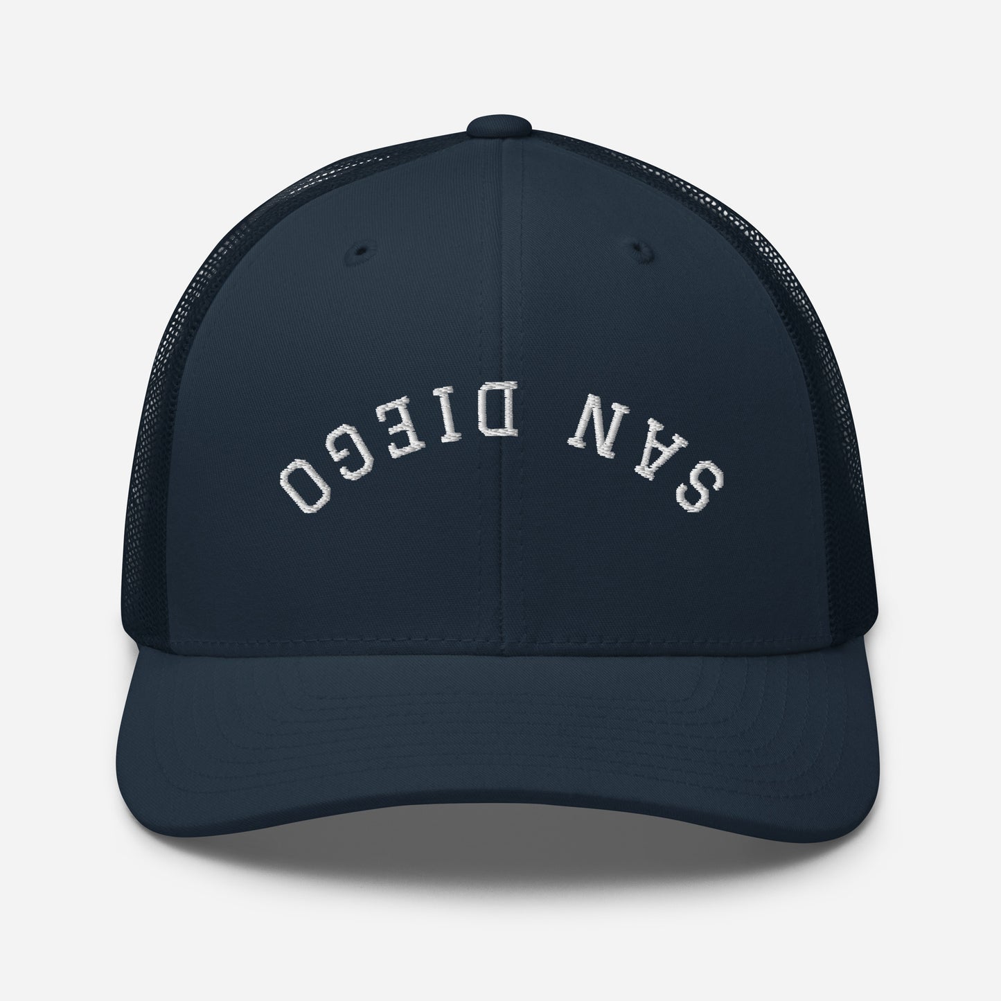 San Diego Upside Down Arch Mid 6 Panel Snapback Trucker Hat